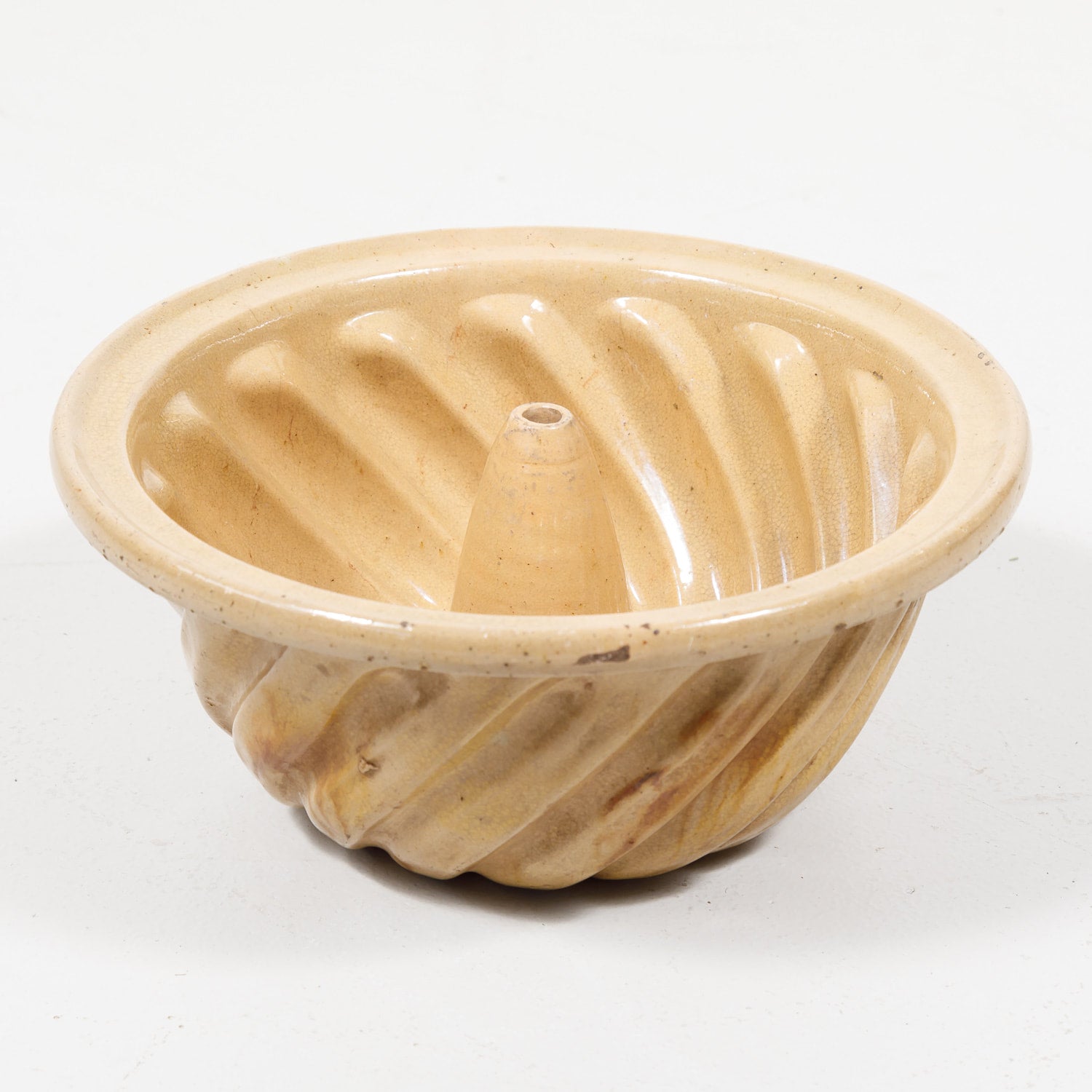 19th Century French Alsatian Terracotta Yellow Ware Kouglof Bundt Cake Mold