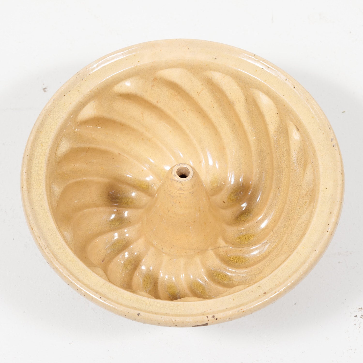 19th Century French Alsatian Terracotta Yellow Ware Kouglof Bundt Cake Mold