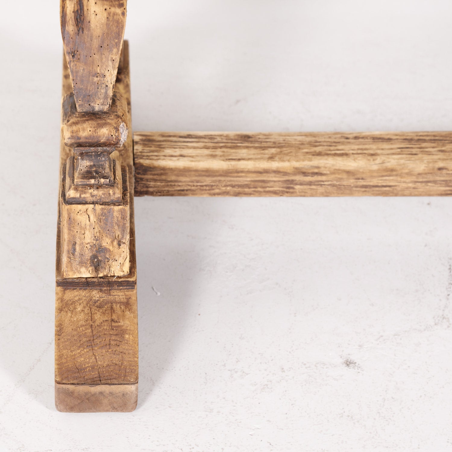 19th Century Bleached Oak and Walnut X-Base Trestle Dining Table or Console Table