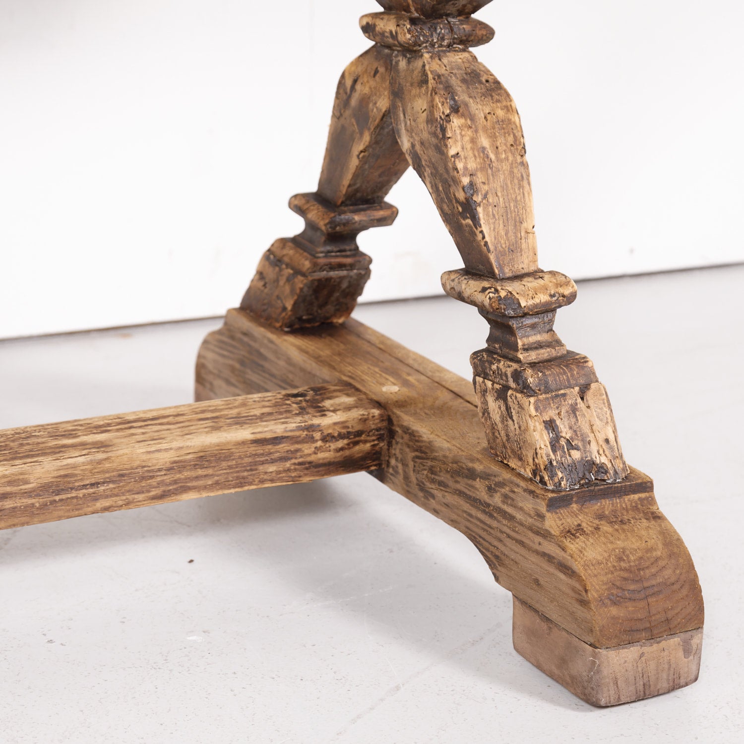 19th Century Bleached Oak and Walnut X-Base Trestle Dining Table or Console Table