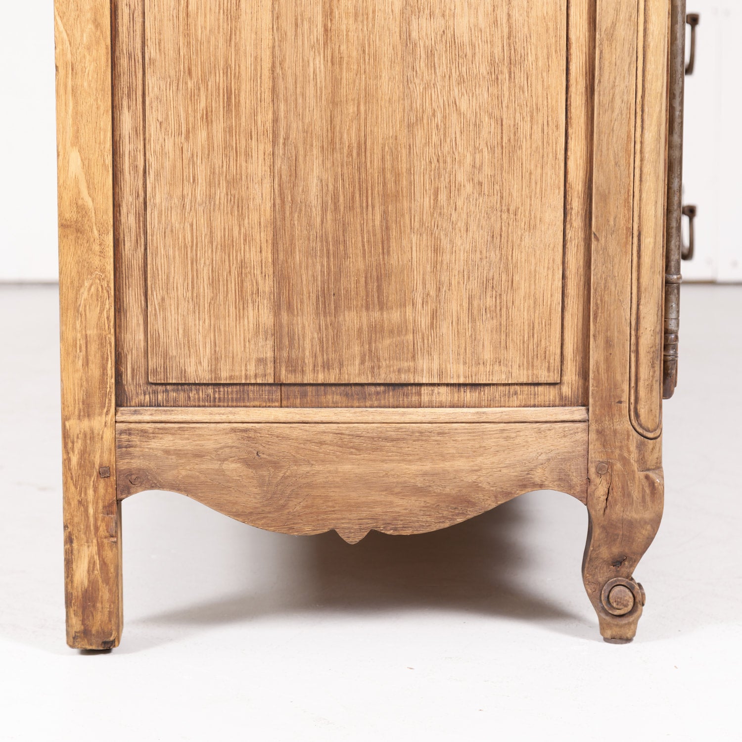 Antique French Country Louis XV Style Bleached Oak Bow Front Enfilade Buffet