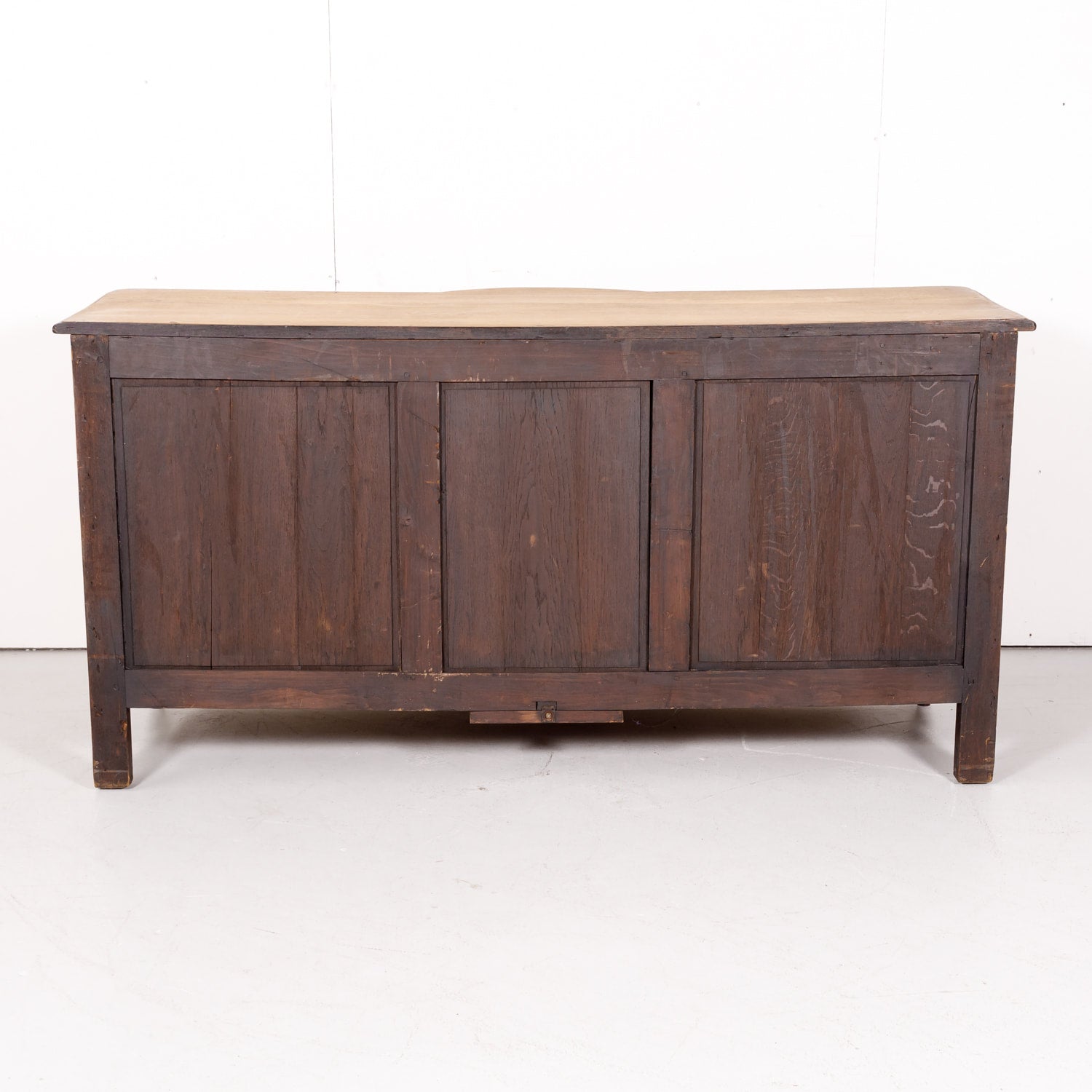 Antique French Country Louis XV Style Bleached Oak Bow Front Enfilade Buffet