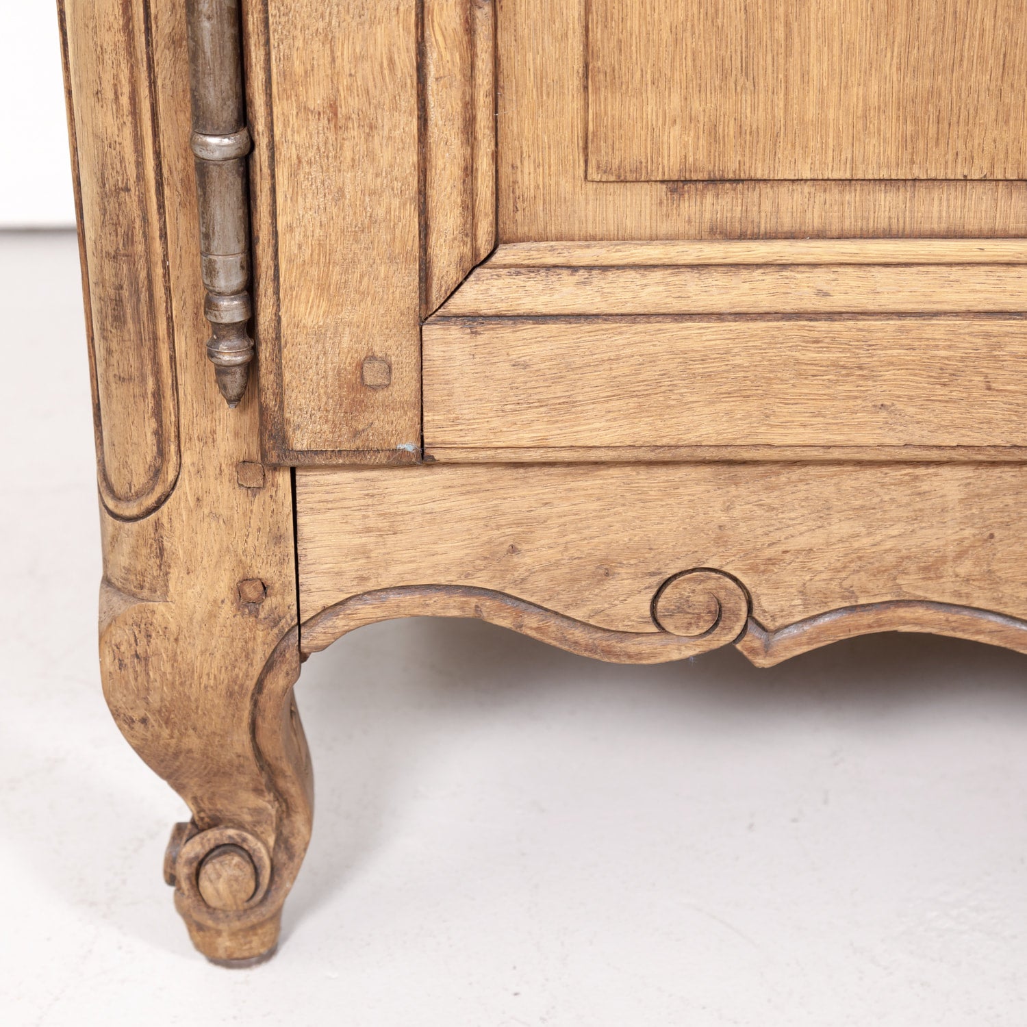 Antique French Country Louis XV Style Bleached Oak Bow Front Enfilade Buffet