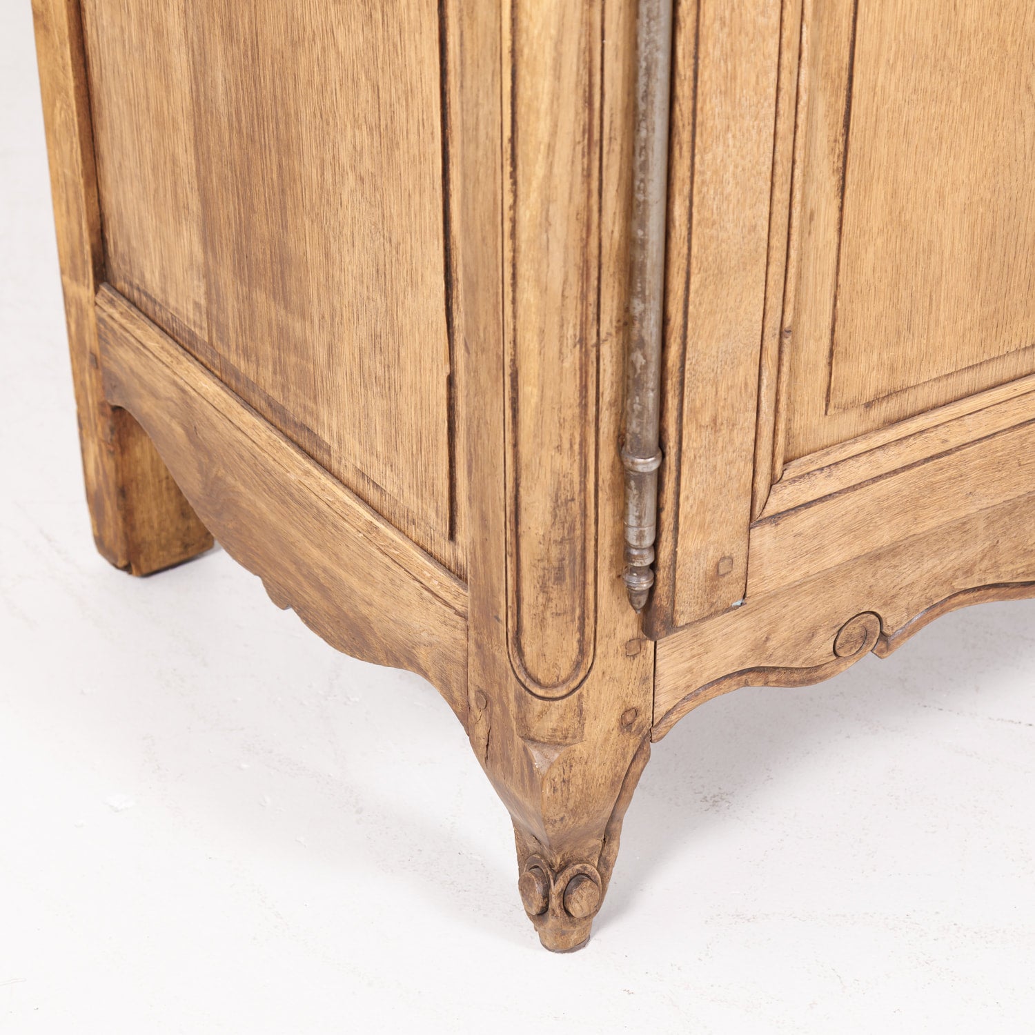 Antique French Country Louis XV Style Bleached Oak Bow Front Enfilade Buffet