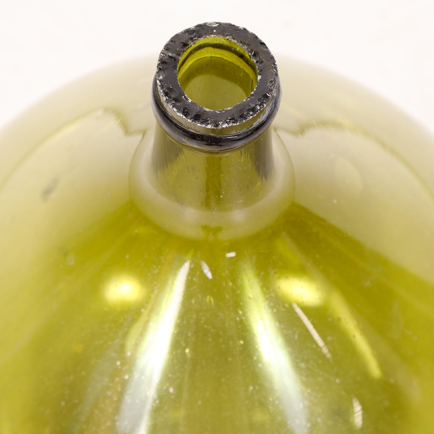 Large 19th Century French Handblown Green Glass Demijohn or Dame Jeanne Bottle