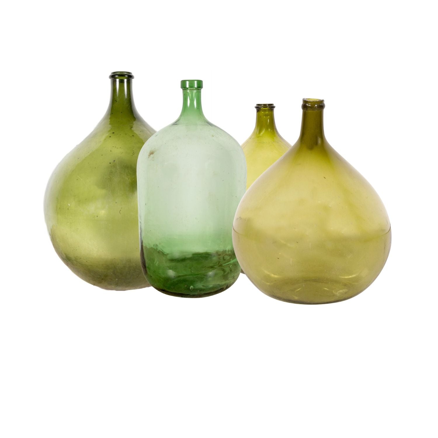 Large 19th Century French Handblown Green Glass Demijohn or Dame Jeanne Bottle