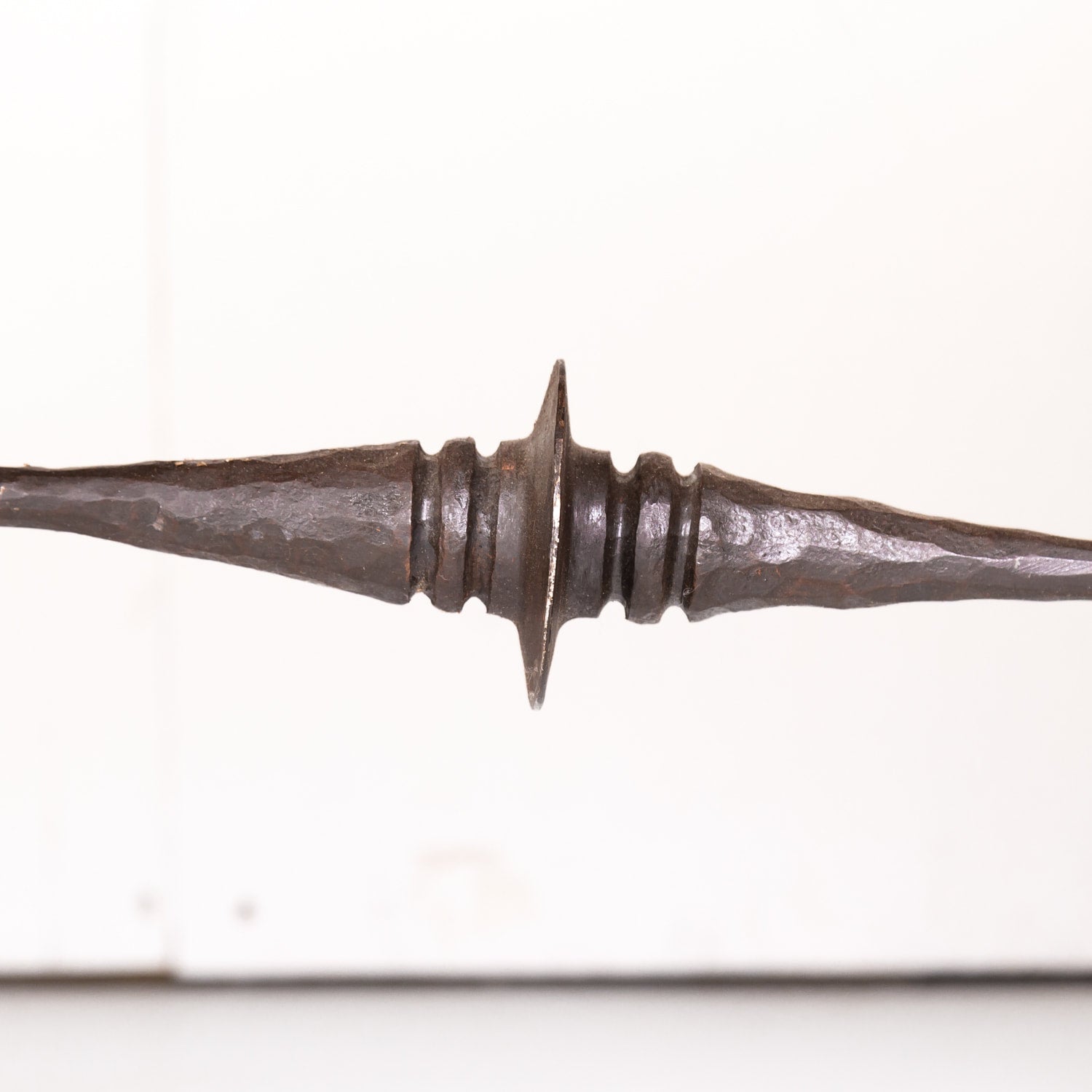 Impressive Antique French Walnut Trestle Table with Parquet de Versailles Top and Iron Stretcher