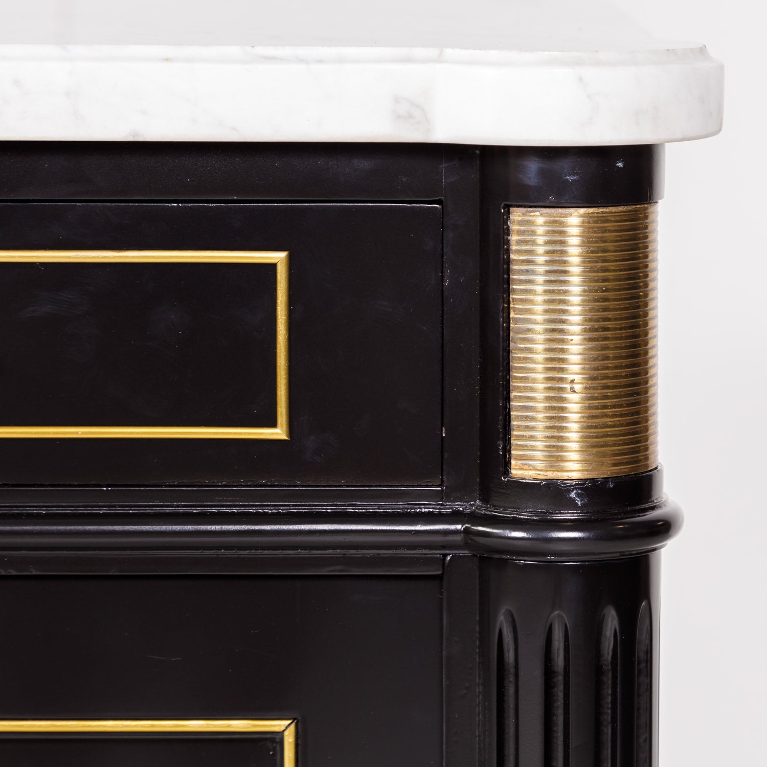 Louis XVI Style Maison Jansen Ebonized Enfilade with Carrara Marble Top