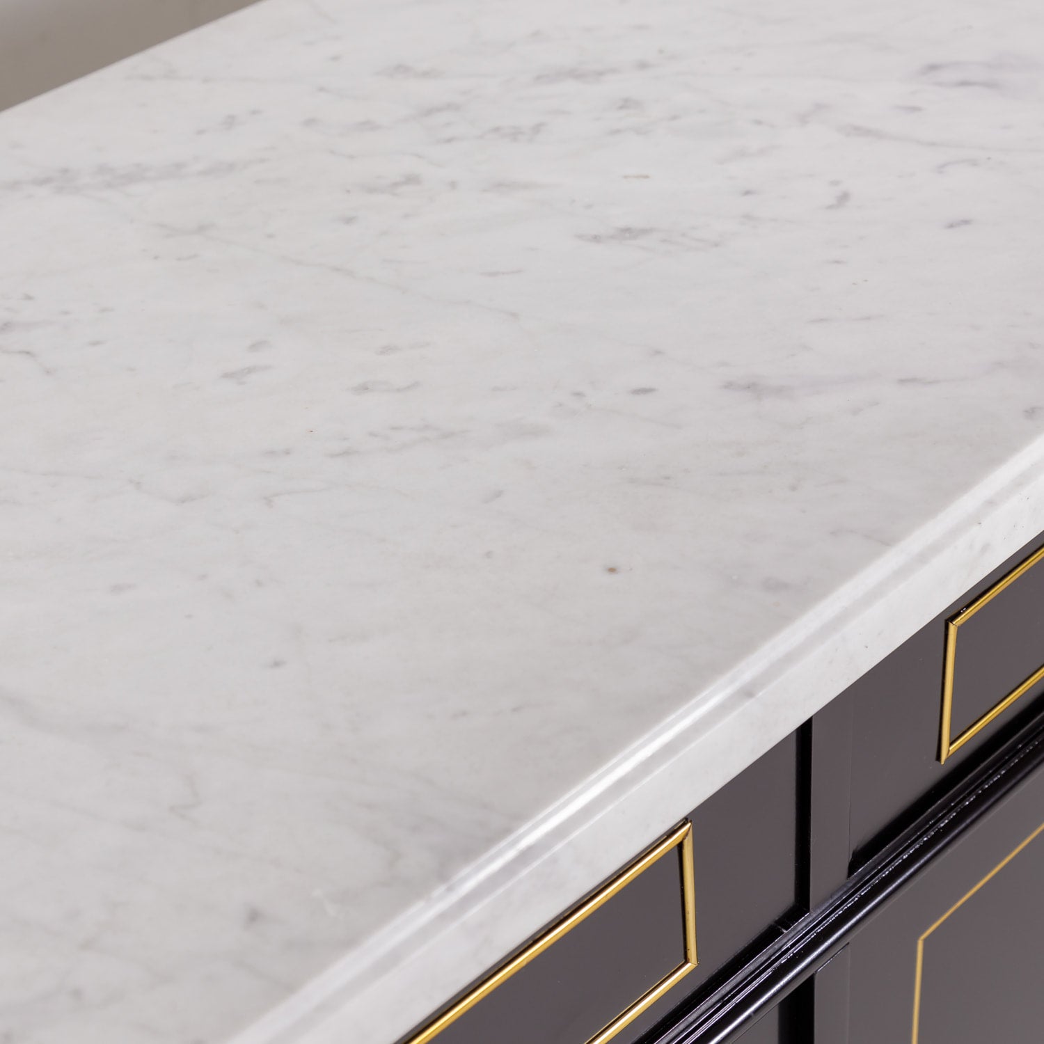 Louis XVI Style Maison Jansen Ebonized Enfilade with Carrara Marble Top
