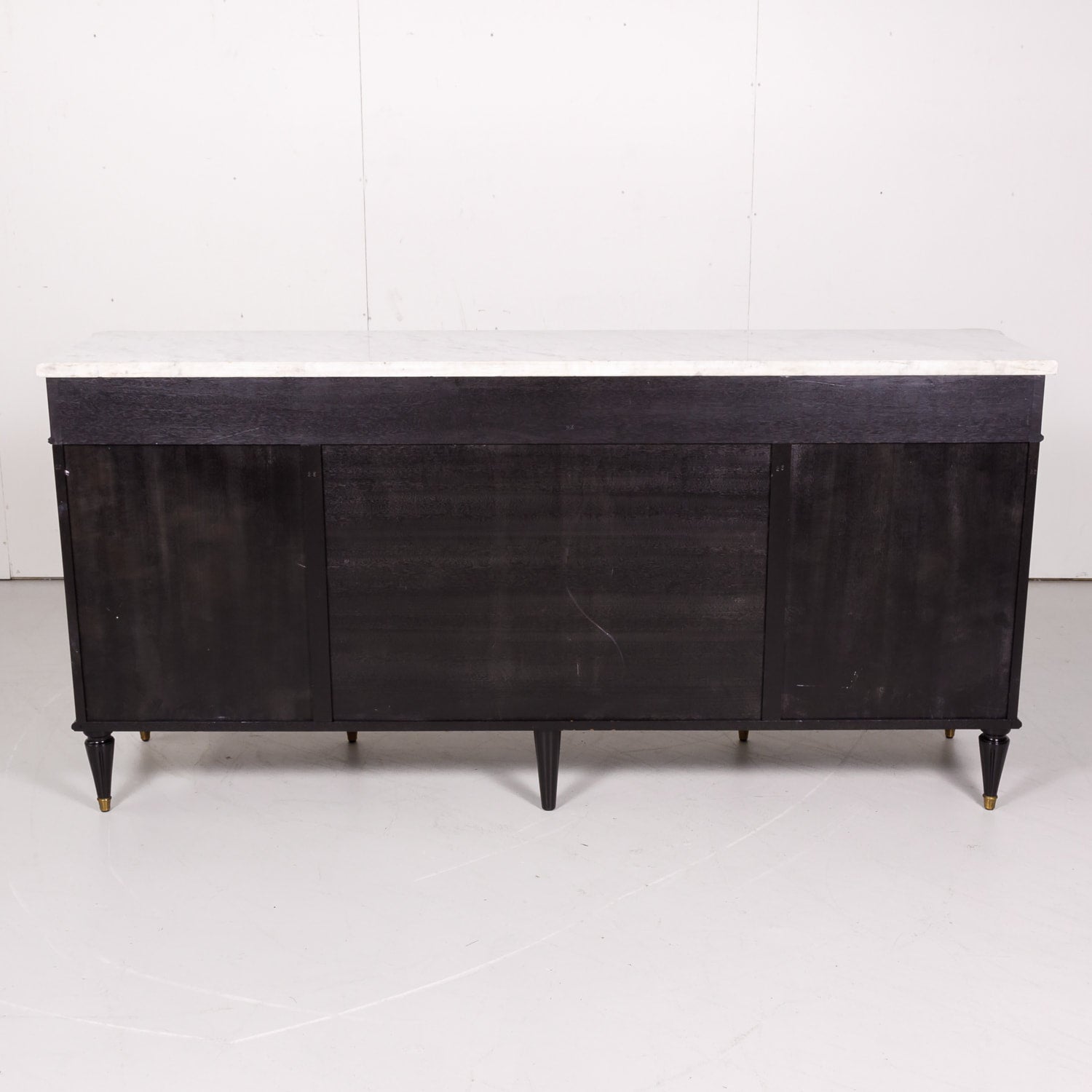 Louis XVI Style Maison Jansen Ebonized Enfilade with Carrara Marble Top