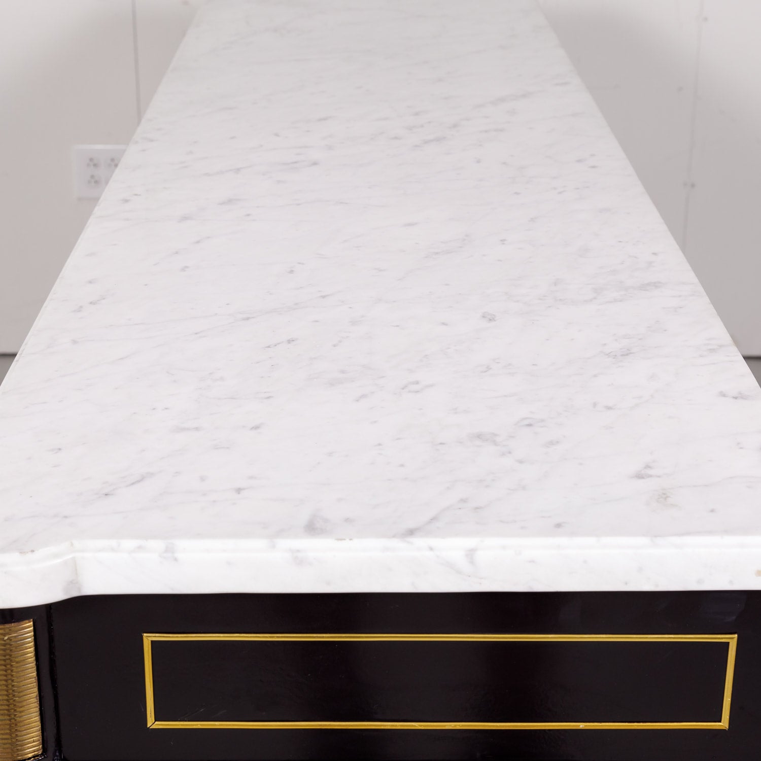 Louis XVI Style Maison Jansen Ebonized Enfilade with Carrara Marble Top