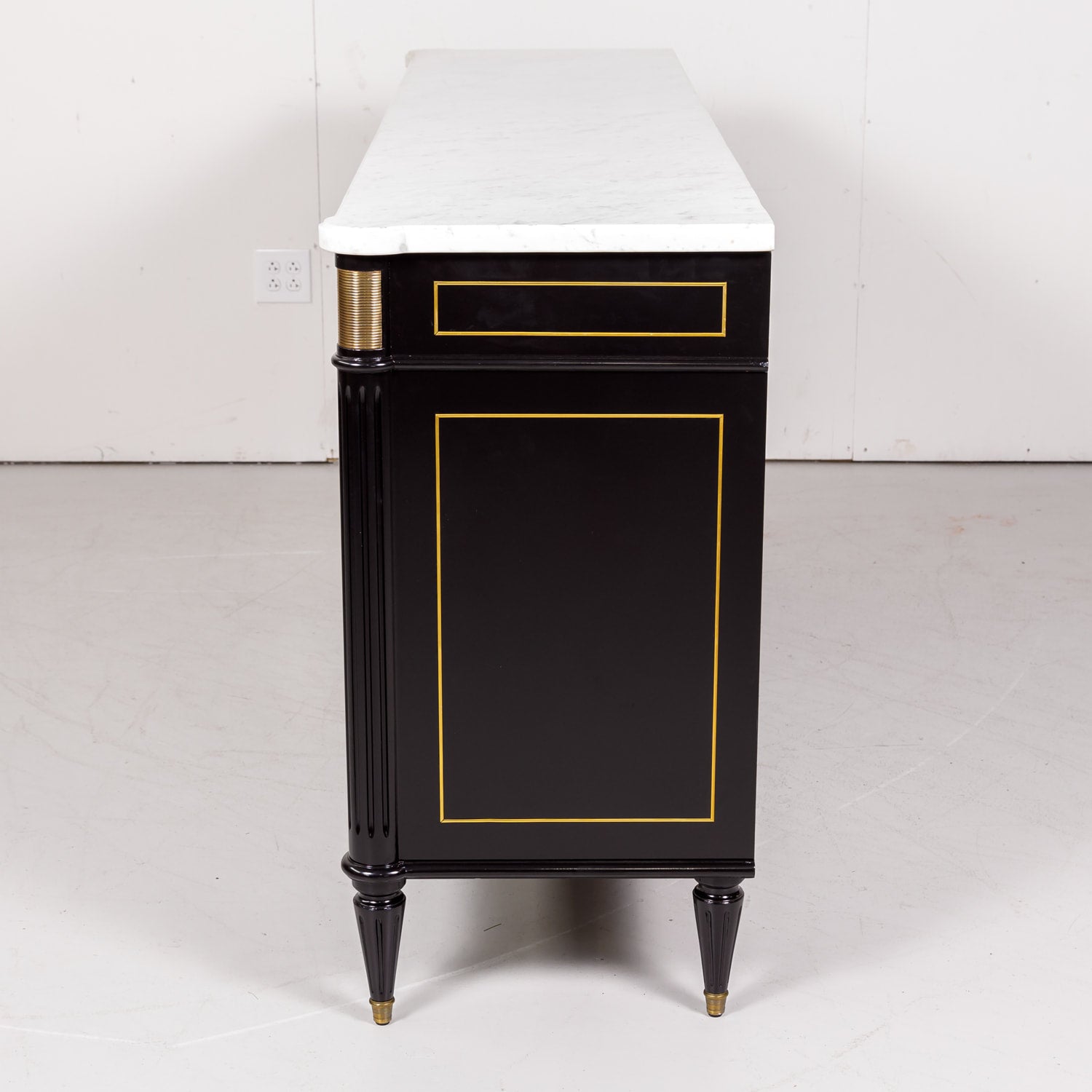 Louis XVI Style Maison Jansen Ebonized Enfilade with Carrara Marble Top