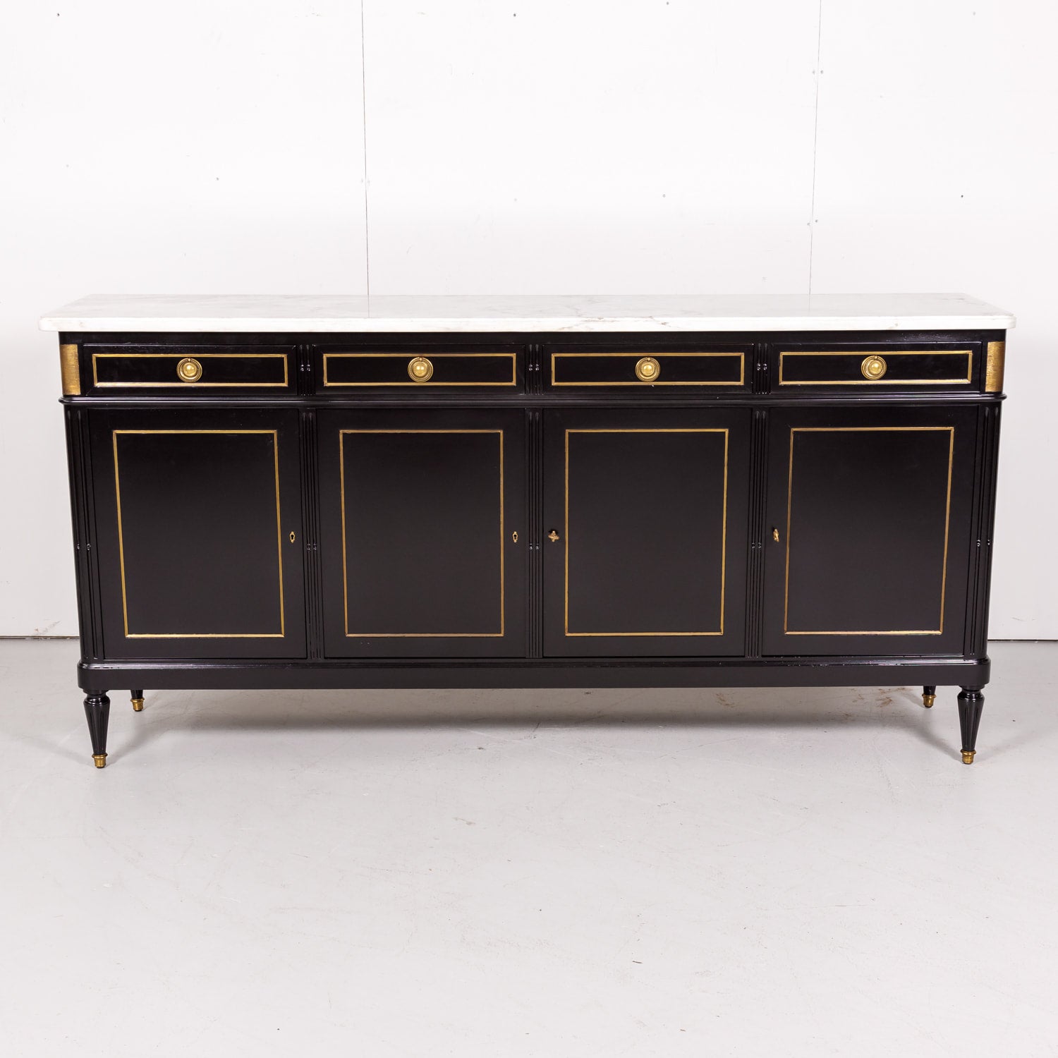 French Louis XVI Style Enfilade Buffet with Ebonized Finish
