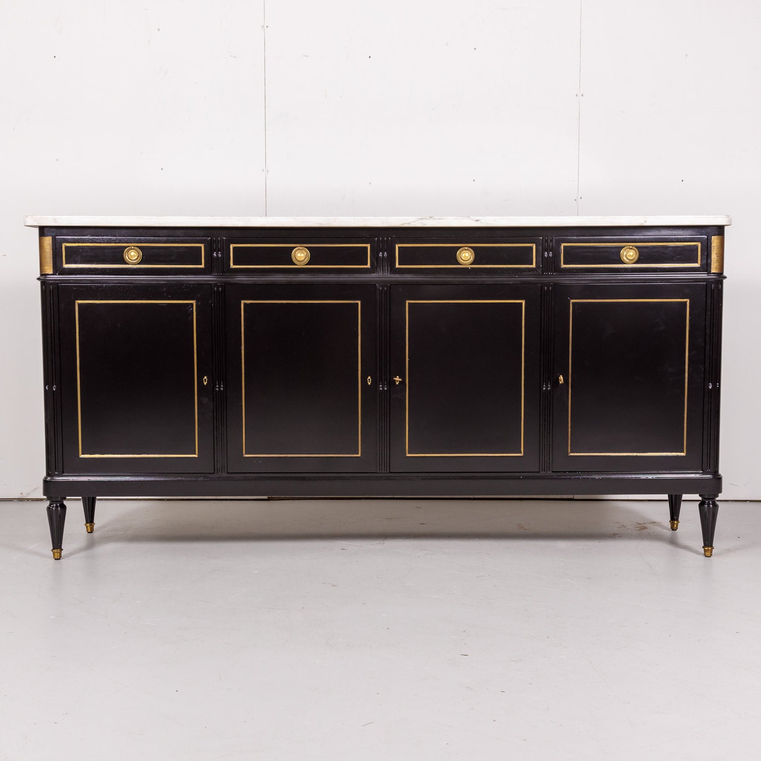 French Louis XVI Style Enfilade Buffet with Ebonized Finish