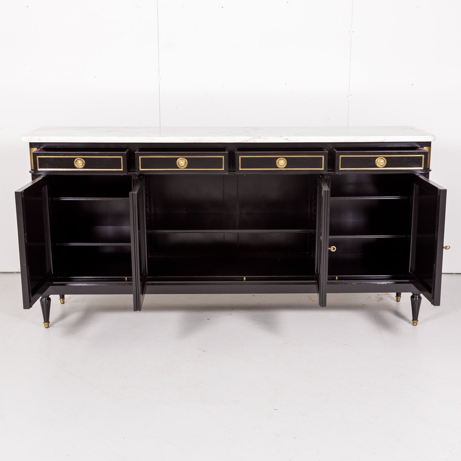 French Louis XVI Style Enfilade Buffet with Ebonized Finish