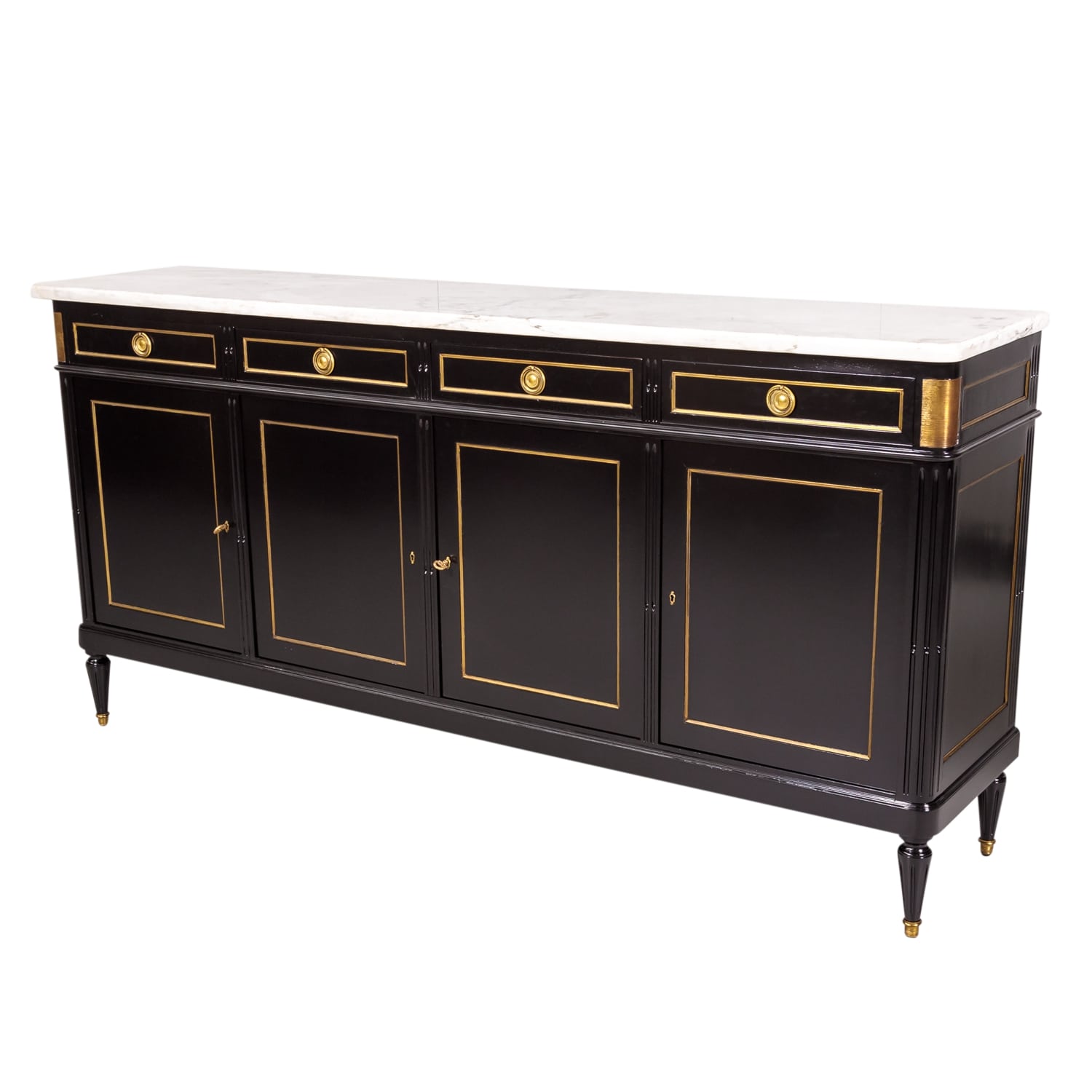 French Louis XVI Style Enfilade Buffet with Ebonized Finish