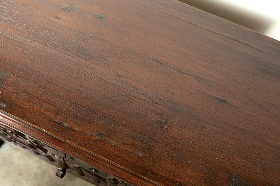 Early 18th Century Spanish Carved Oak Gothic Style Coffer or Chest