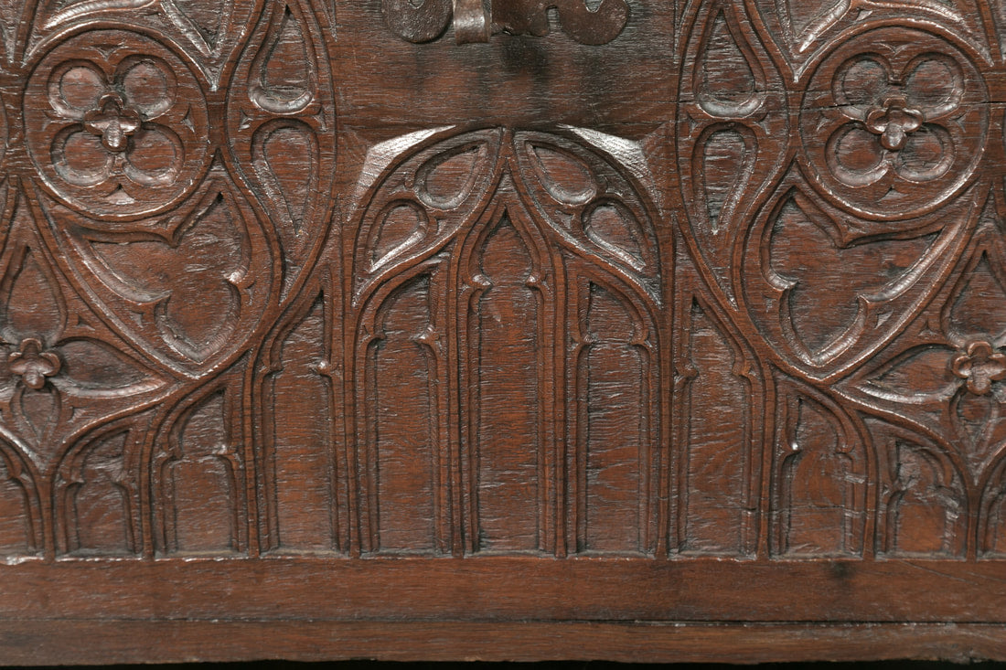 Early 18th Century Spanish Carved Oak Gothic Style Coffer or Chest