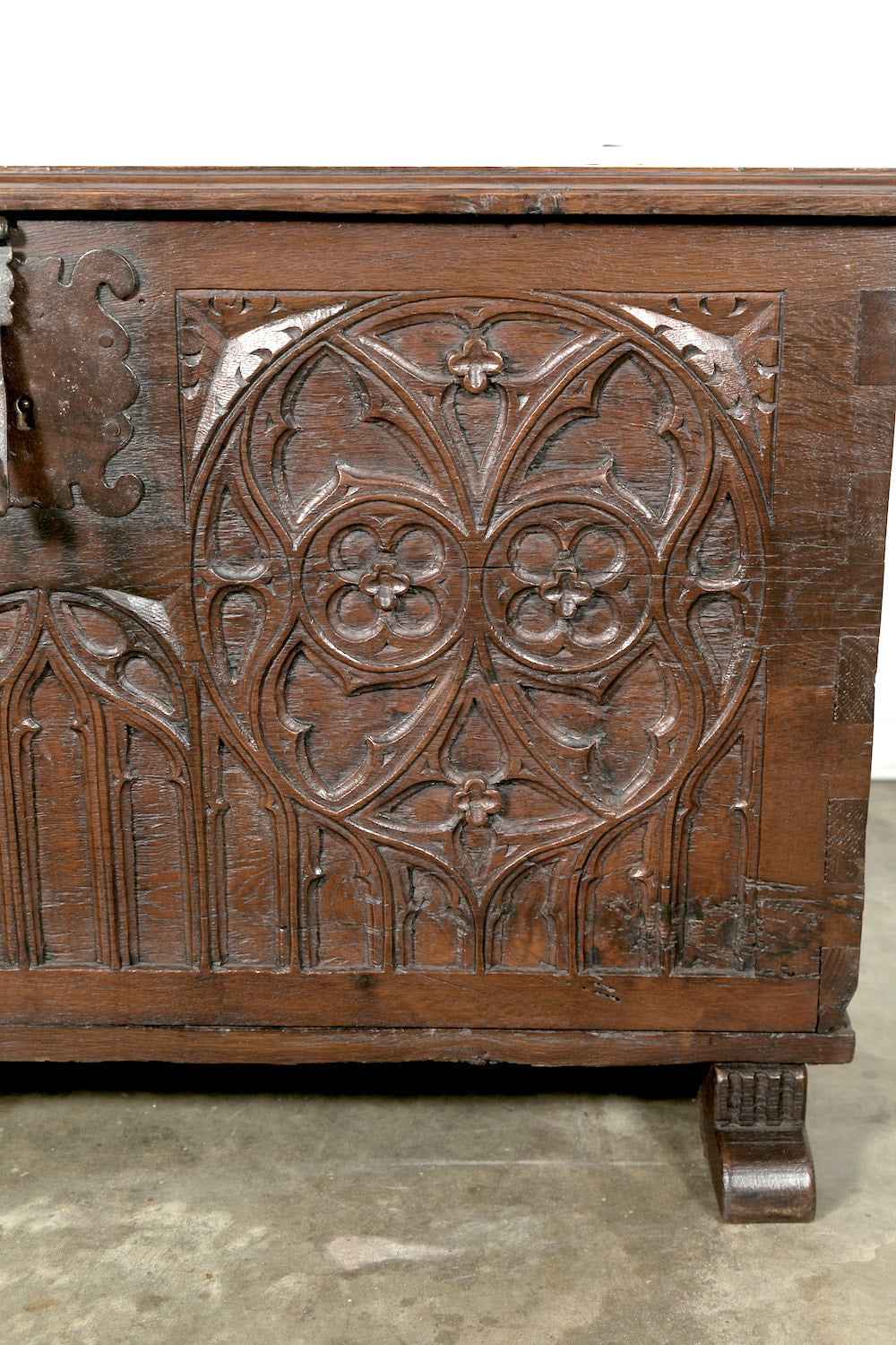 Early 18th Century Spanish Carved Oak Gothic Style Coffer or Chest