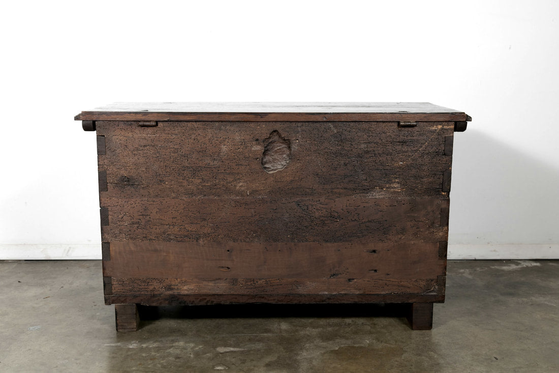 Early 18th Century Spanish Carved Oak Gothic Style Coffer or Chest