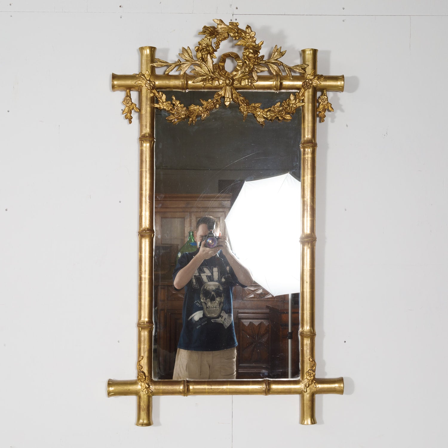Mid-19th Century French Napoleon III Period Faux Bamboo Giltwood Mirror