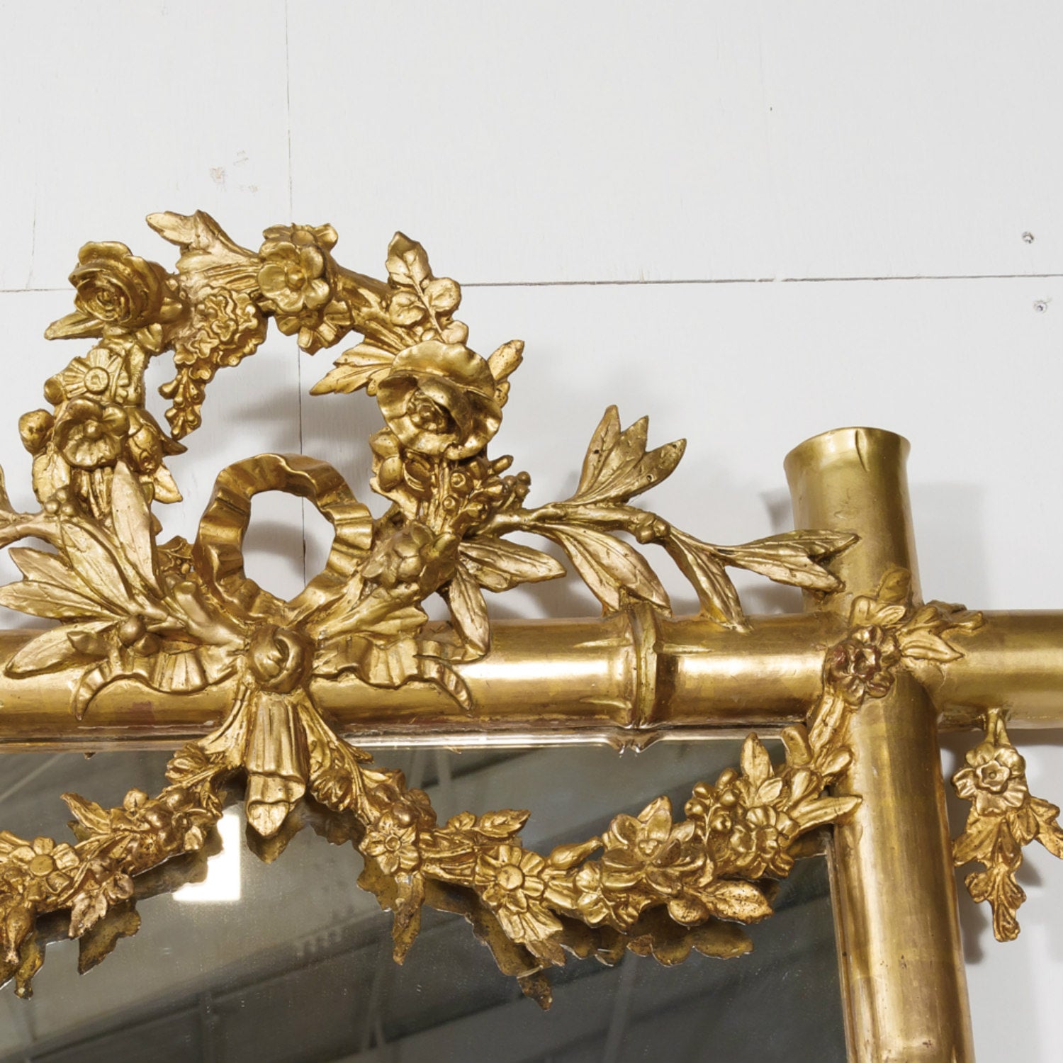 Mid-19th Century French Napoleon III Period Faux Bamboo Giltwood Mirror