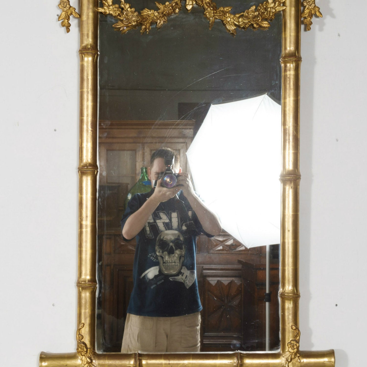 Mid-19th Century French Napoleon III Period Faux Bamboo Giltwood Mirror