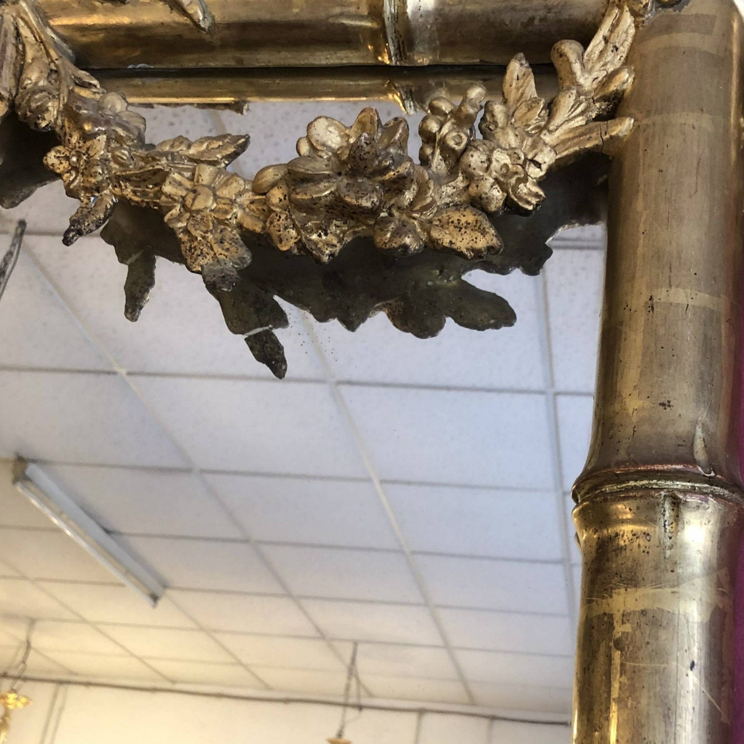 Mid-19th Century French Napoleon III Period Faux Bamboo Giltwood Mirror