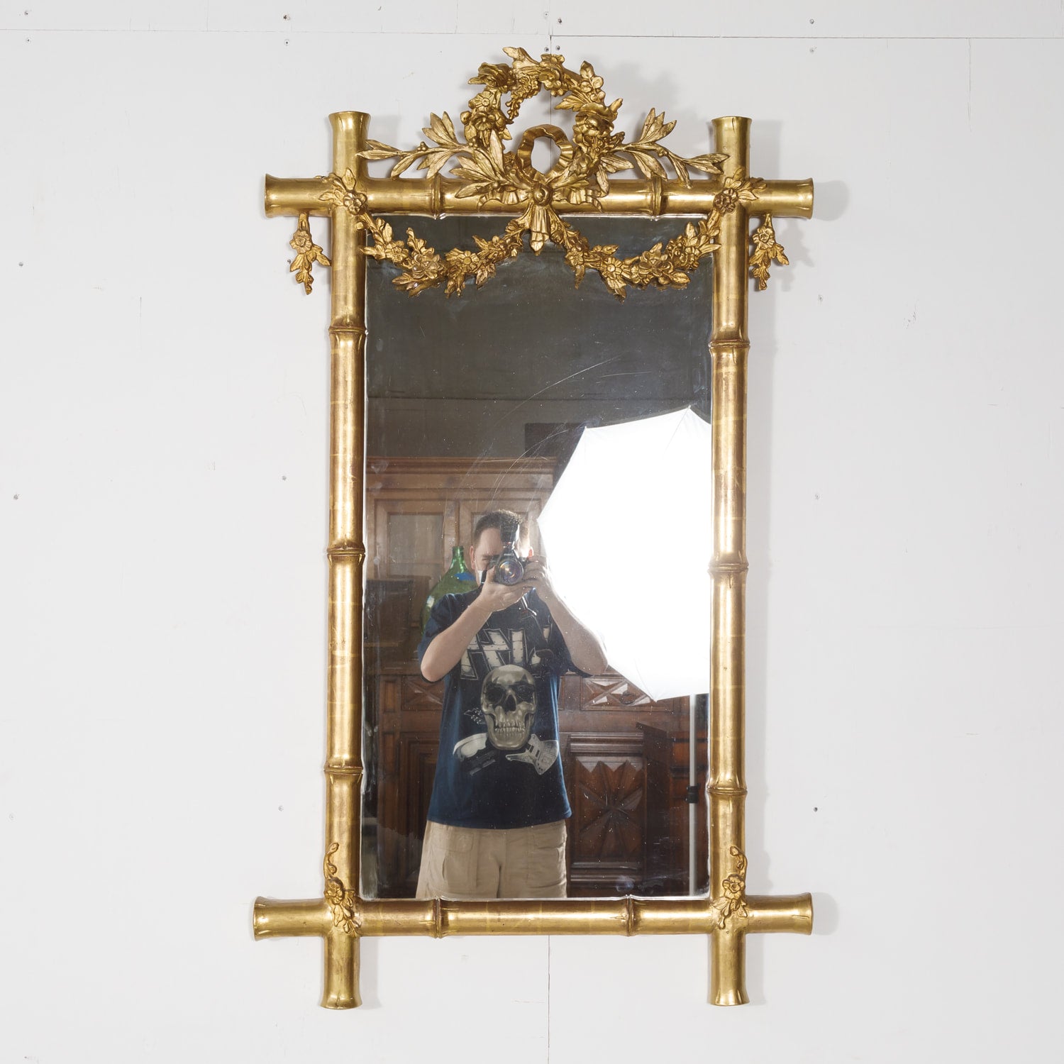 Mid-19th Century French Napoleon III Period Faux Bamboo Giltwood Mirror
