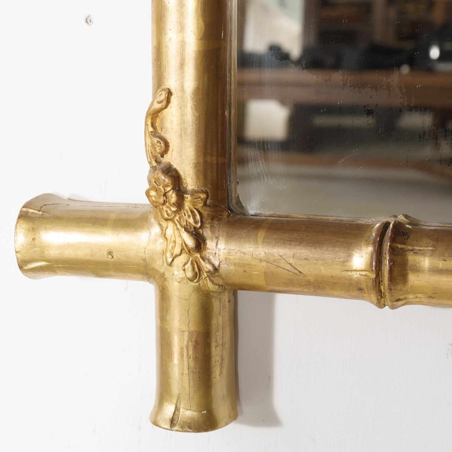 Mid-19th Century French Napoleon III Period Faux Bamboo Giltwood Mirror