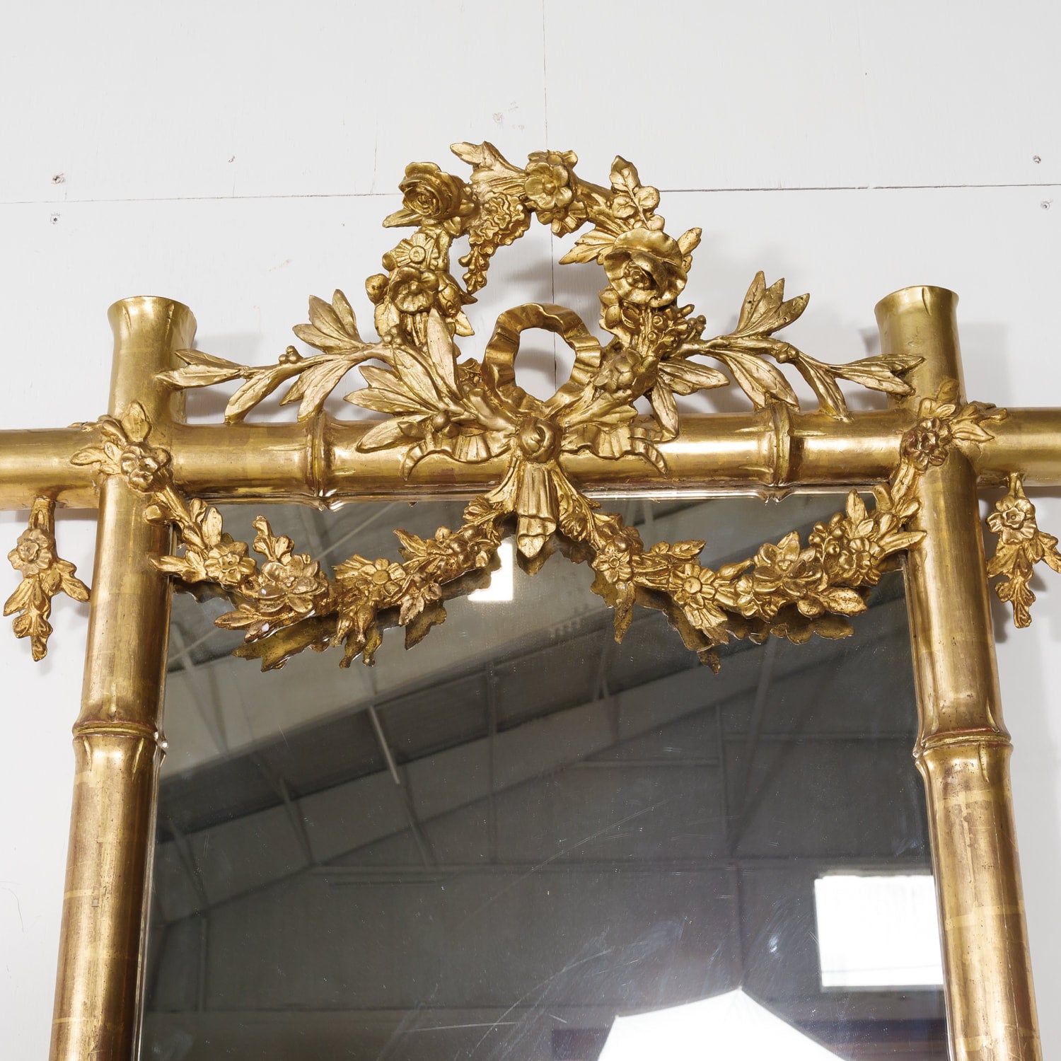 Mid-19th Century French Napoleon III Period Faux Bamboo Giltwood Mirror