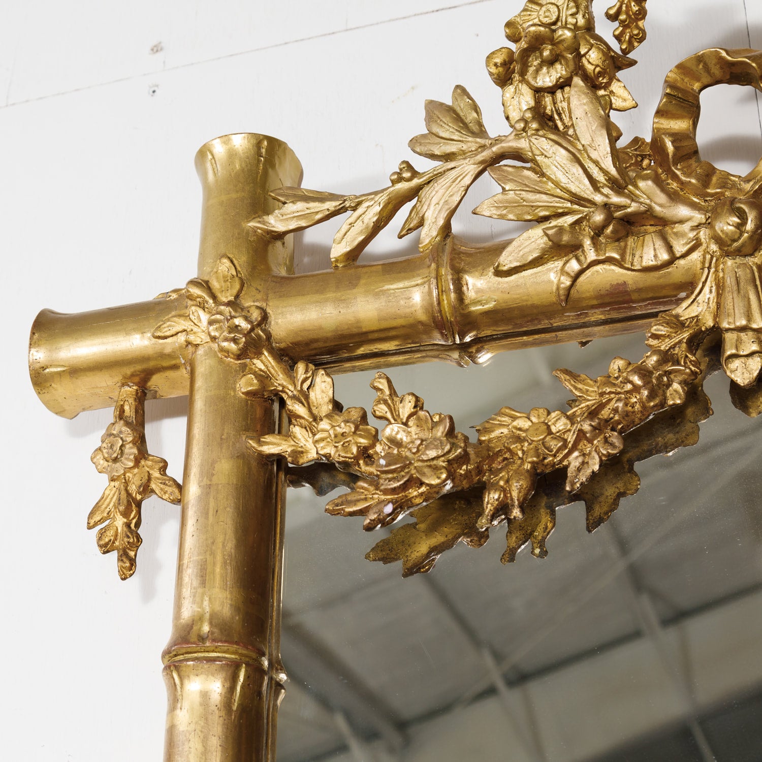 Mid-19th Century French Napoleon III Period Faux Bamboo Giltwood Mirror