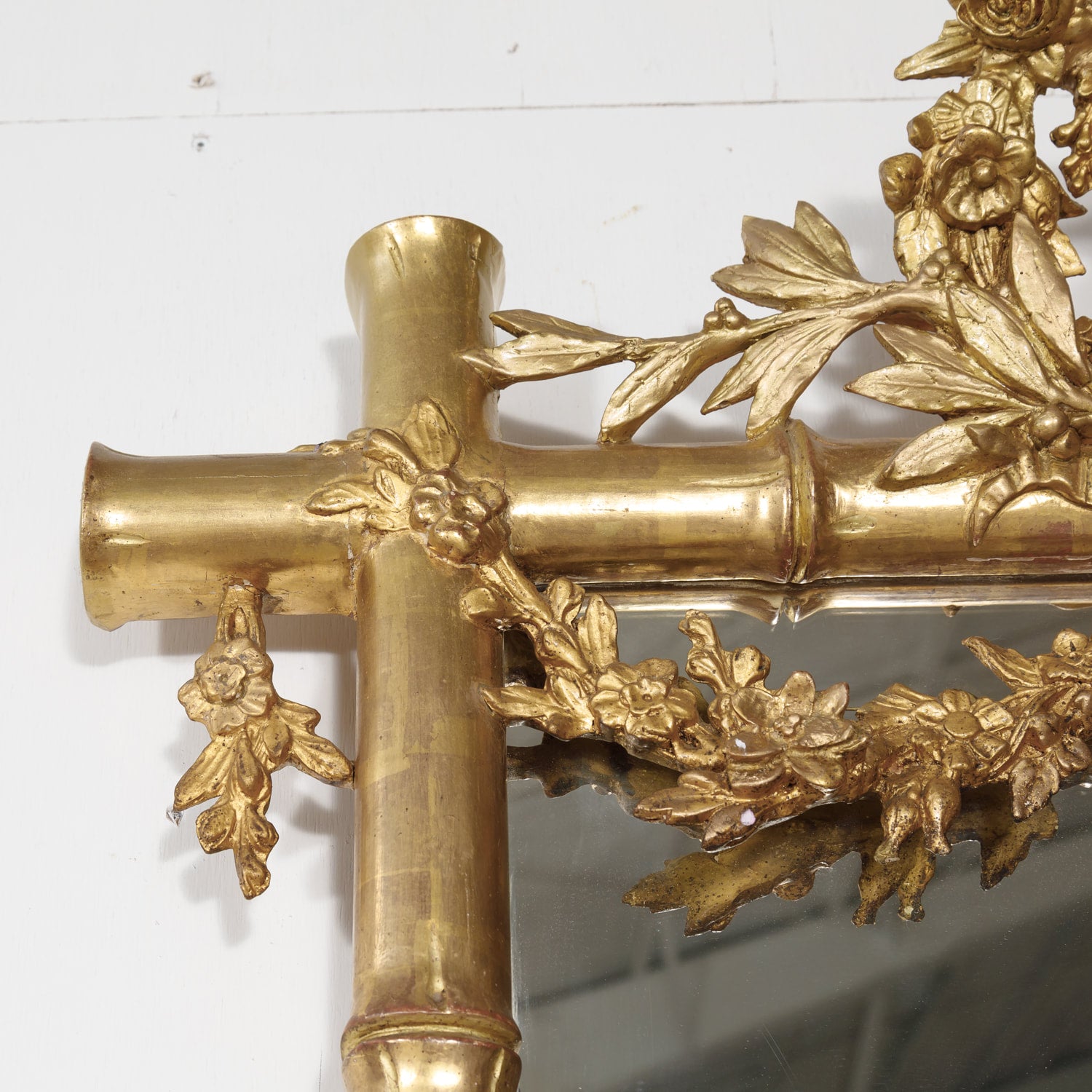 Mid-19th Century French Napoleon III Period Faux Bamboo Giltwood Mirror