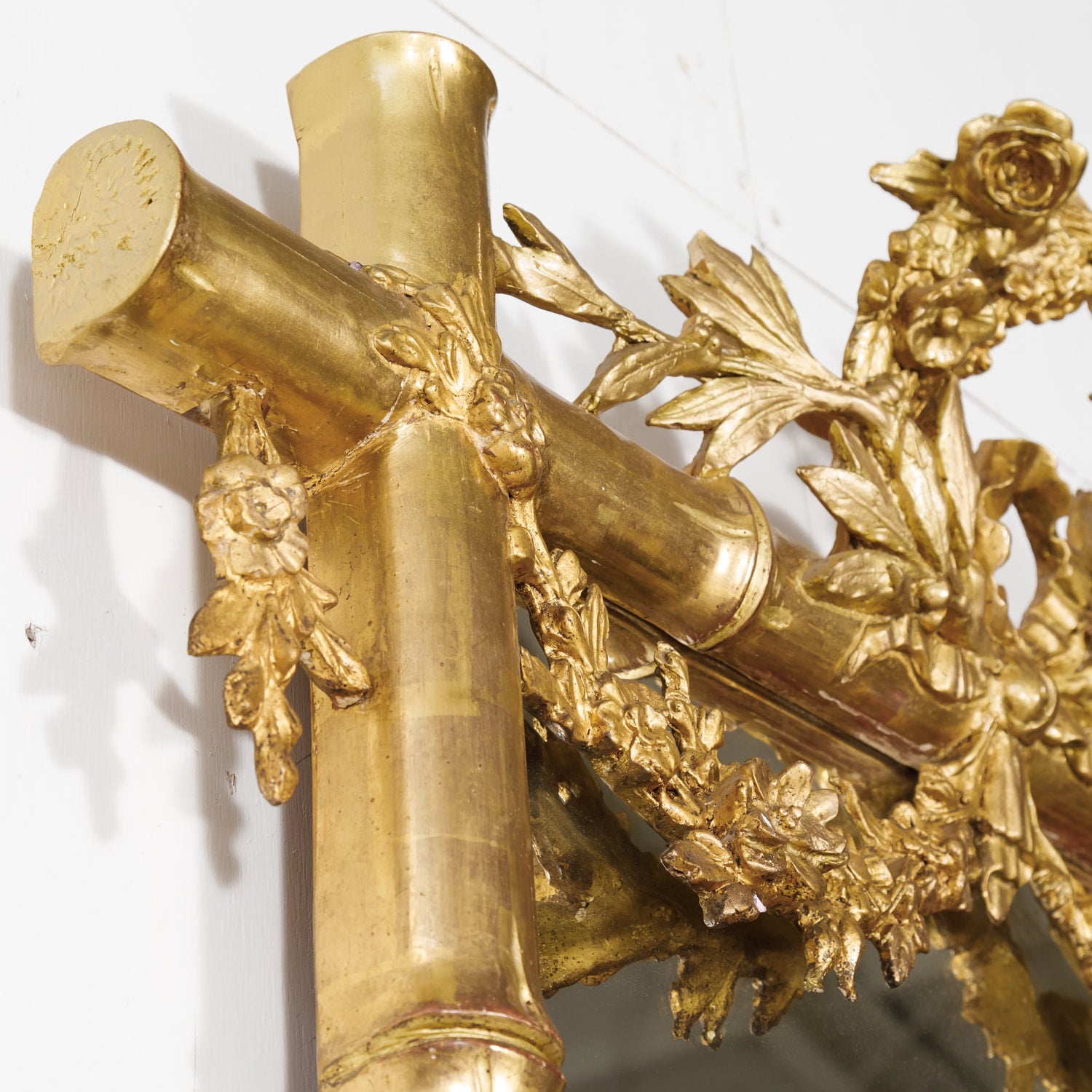 Mid-19th Century French Napoleon III Period Faux Bamboo Giltwood Mirror