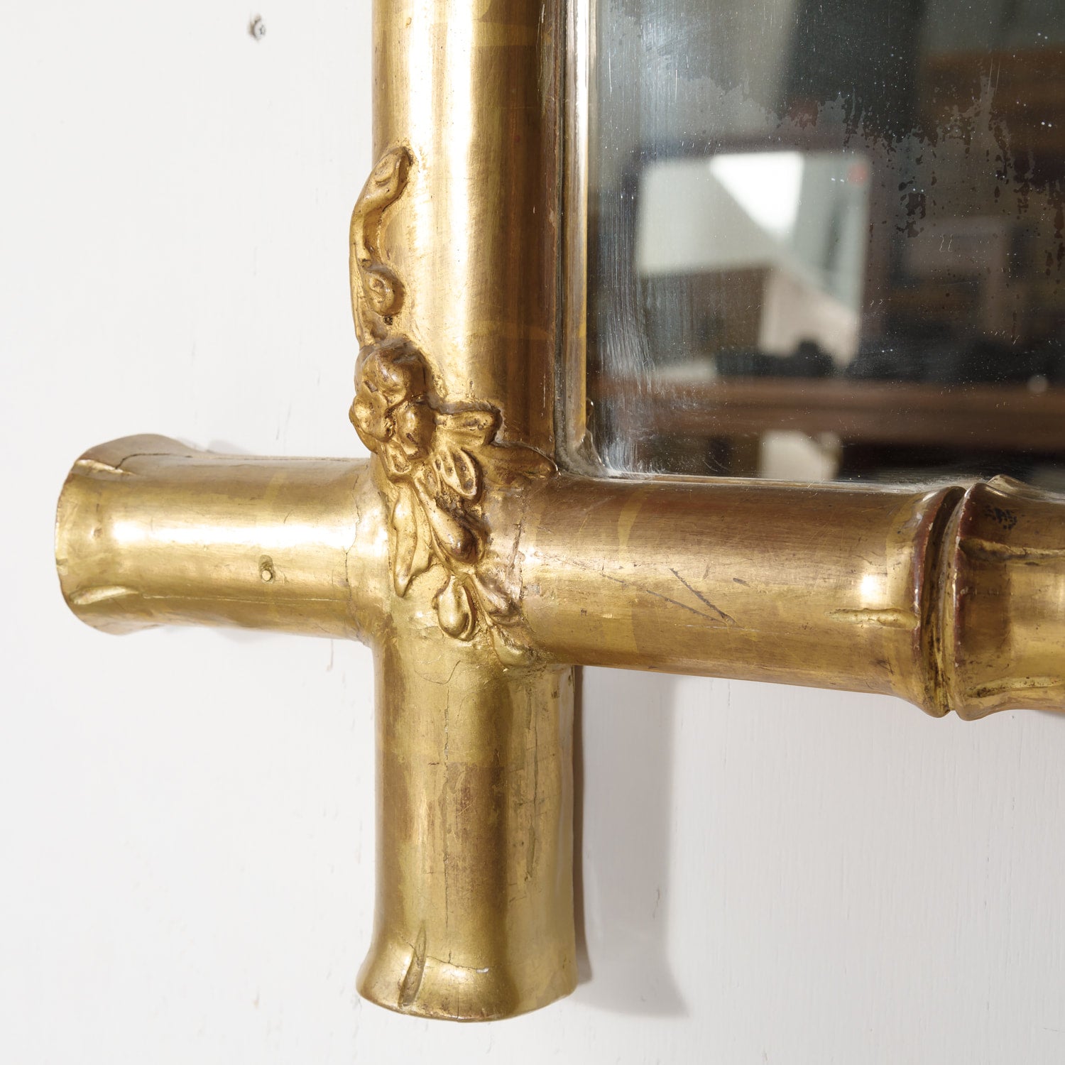 Mid-19th Century French Napoleon III Period Faux Bamboo Giltwood Mirror