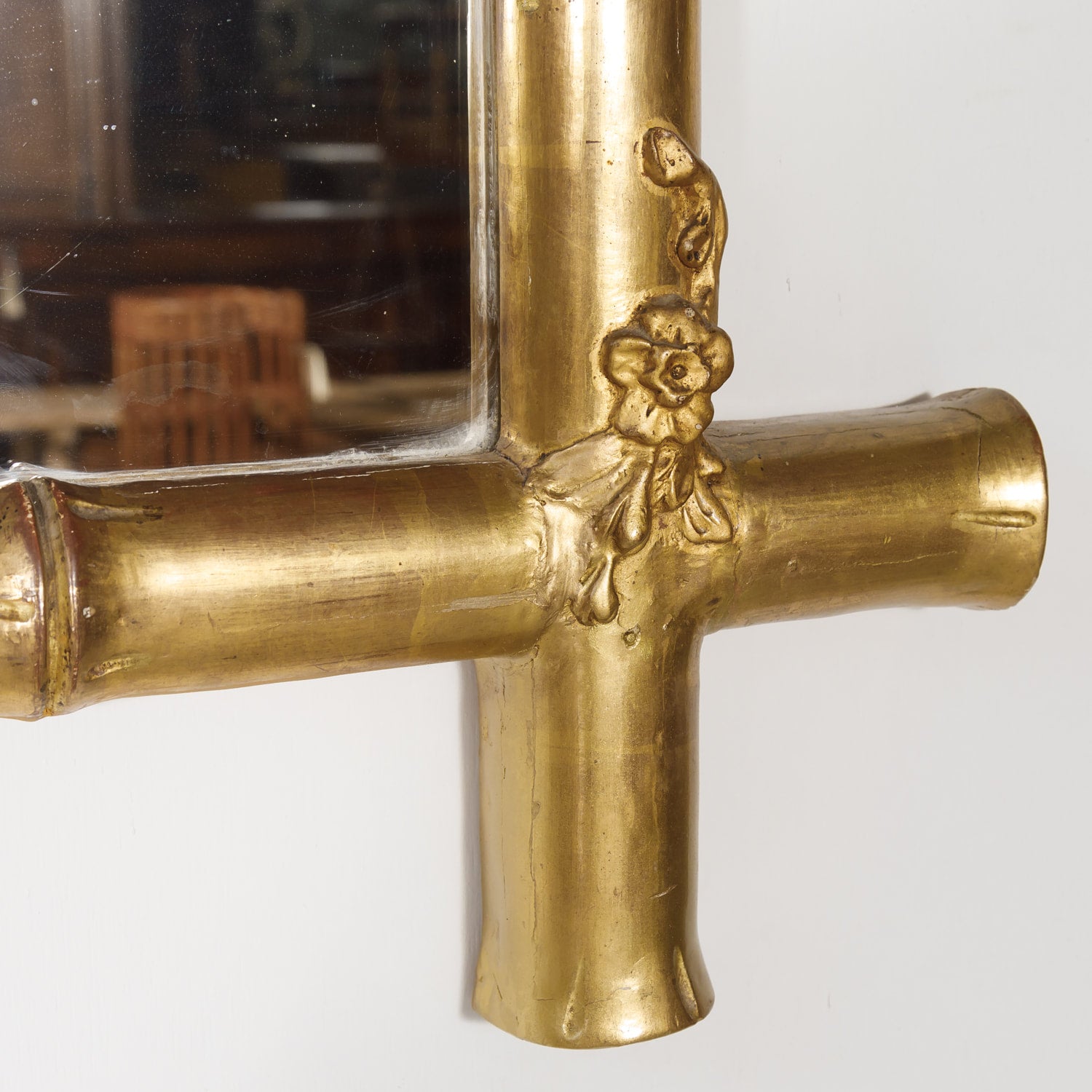 Mid-19th Century French Napoleon III Period Faux Bamboo Giltwood Mirror