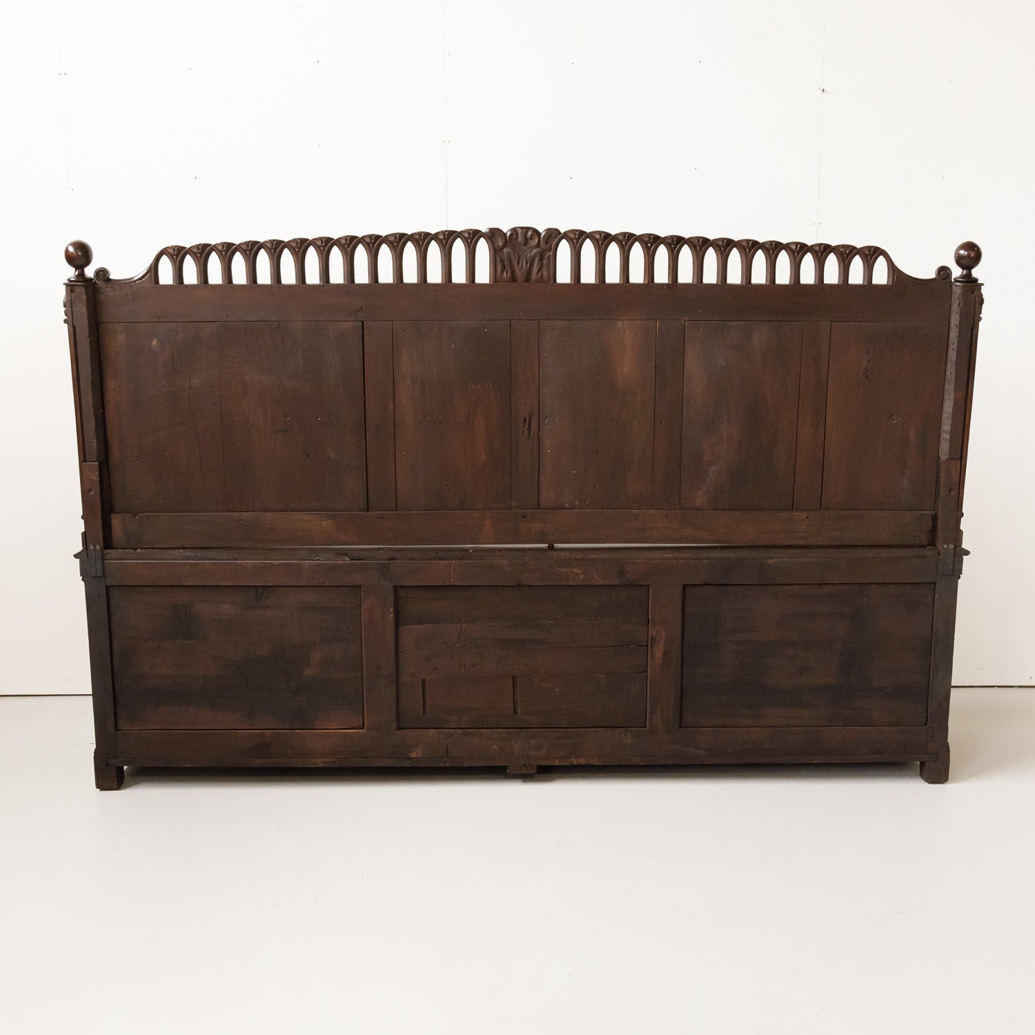 18th Century French Gothic Revival Period Walnut Settle or Hall Bench with Lift Seat