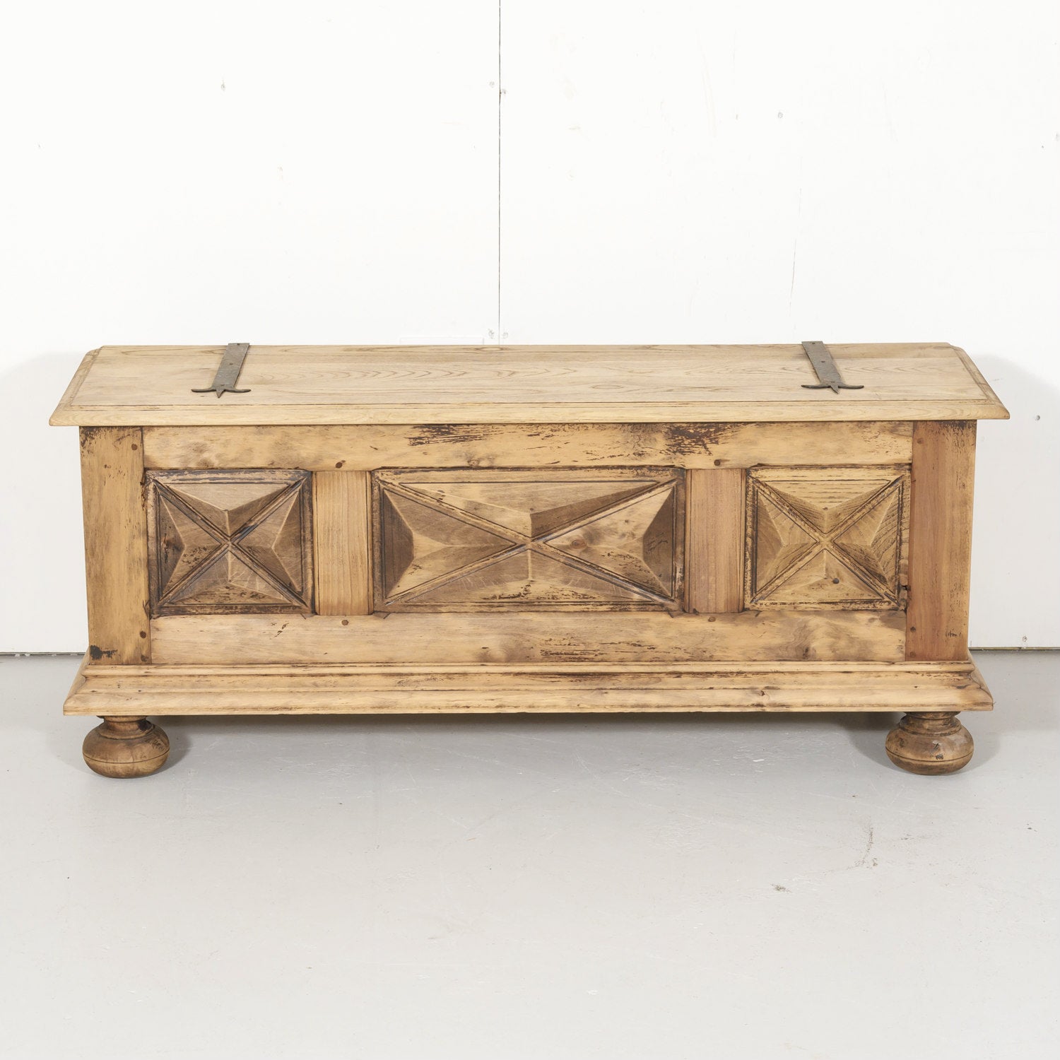 French Louis XIII Style Bleached Oak Coffer or Trunk