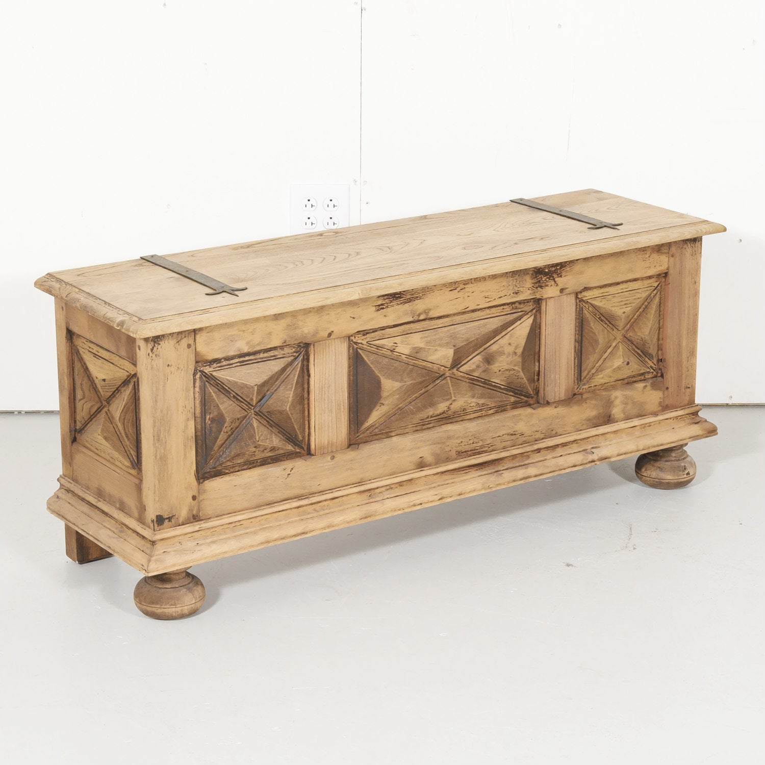 French Louis XIII Style Bleached Oak Coffer or Trunk