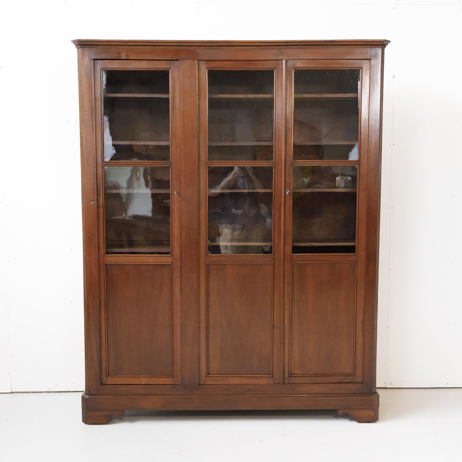 19th Century French Louis Philippe Style Walnut Bibliotheque or Bookcase