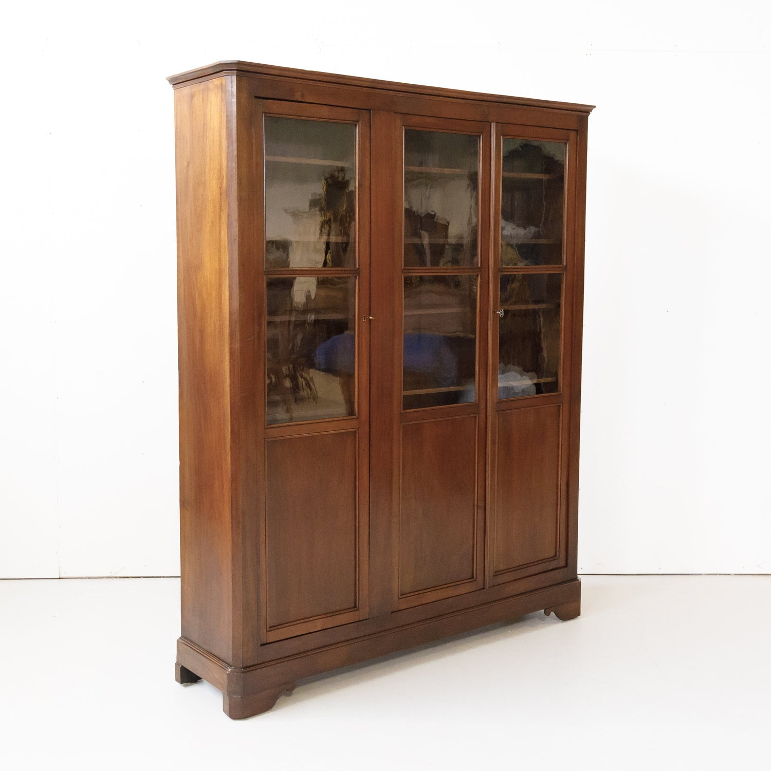 19th Century French Louis Philippe Style Walnut Bibliotheque or Bookcase