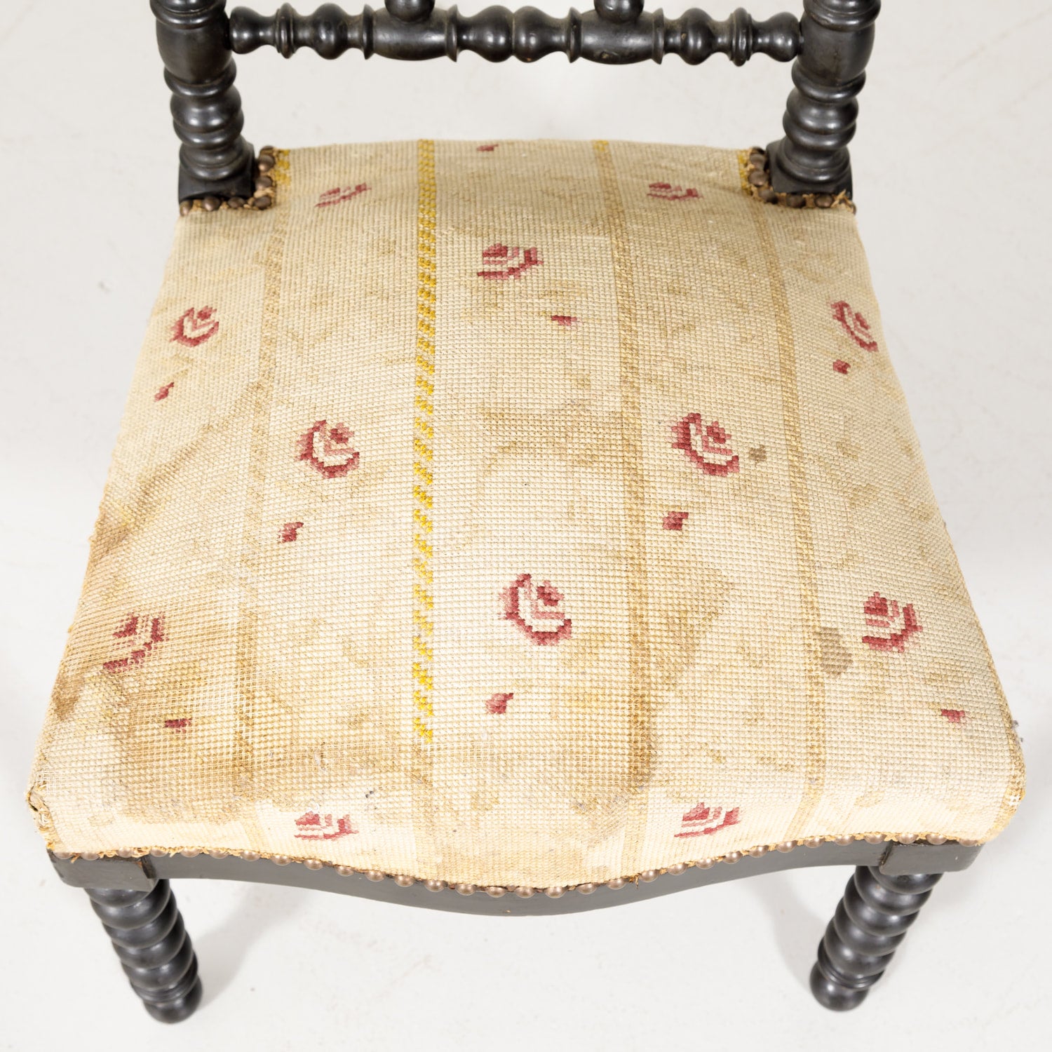 19th Century French Napoleon III Ebonized Bobbin Nursing Chair