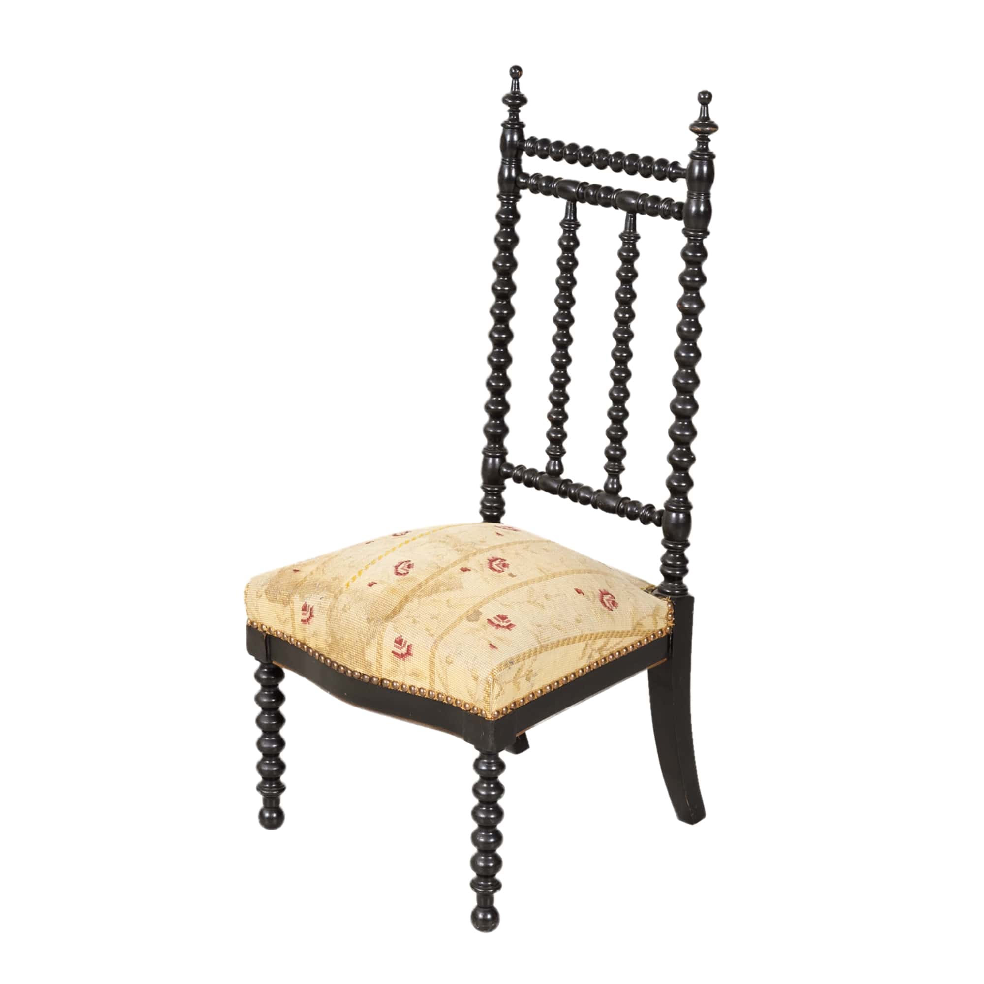 19th Century French Napoleon III Ebonized Bobbin Nursing Chair