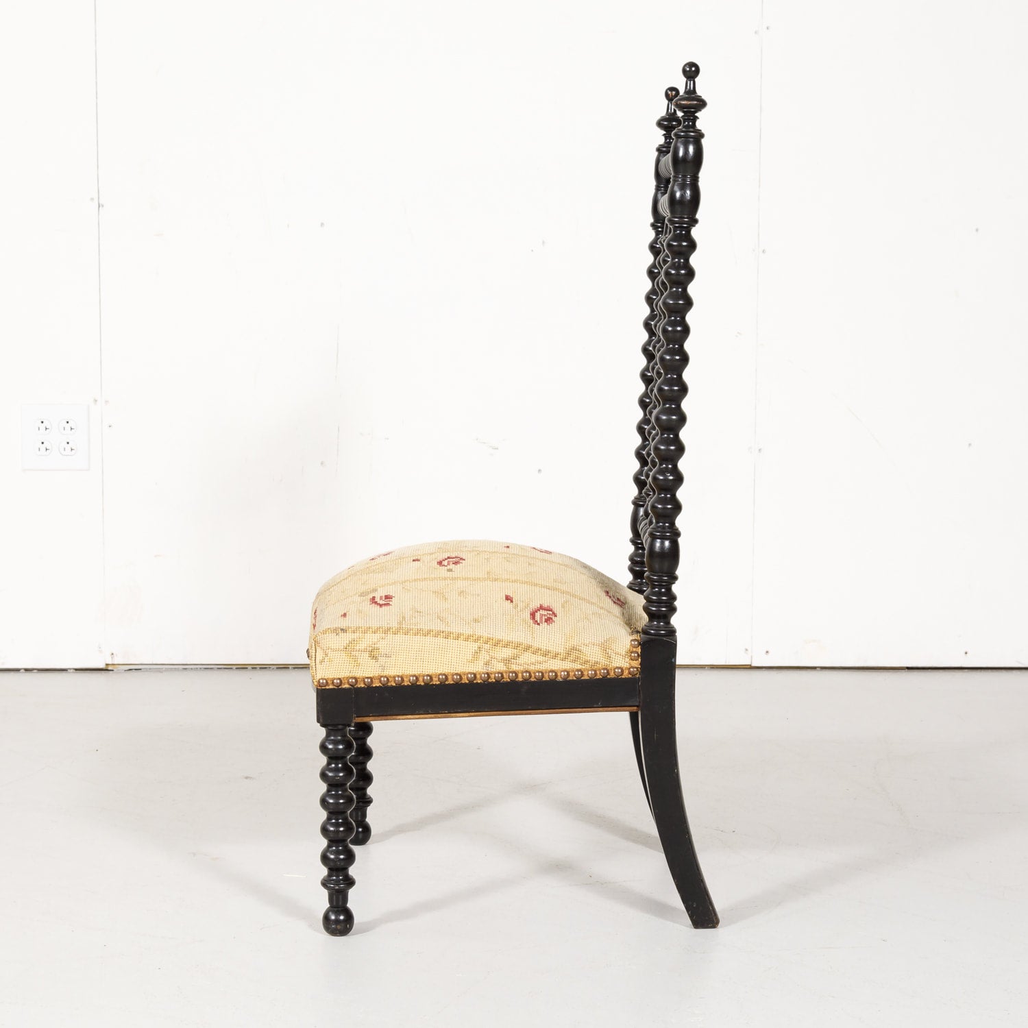 19th Century French Napoleon III Ebonized Bobbin Nursing Chair