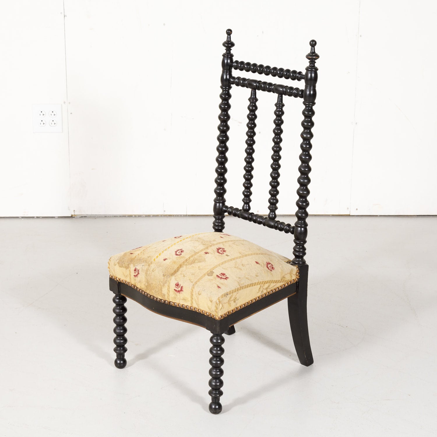 19th Century French Napoleon III Ebonized Bobbin Nursing Chair