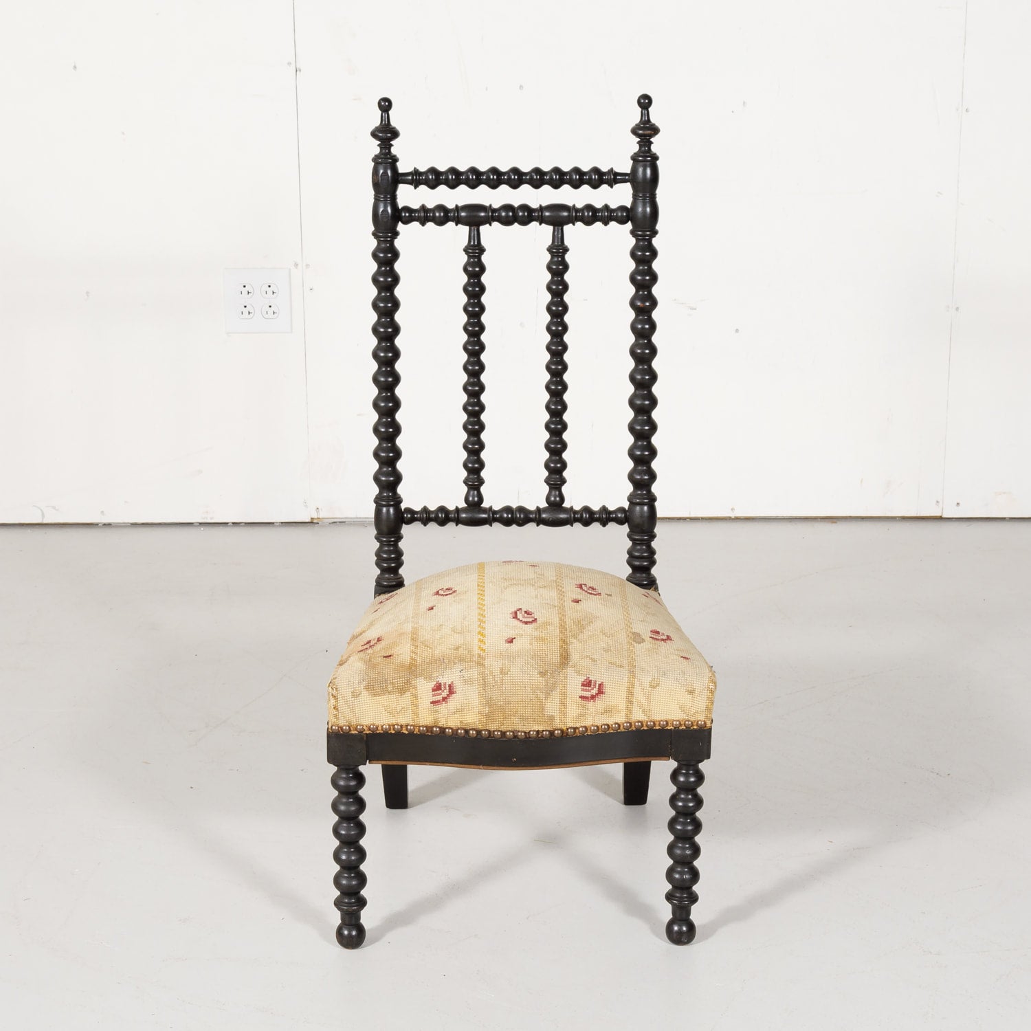 19th Century French Napoleon III Ebonized Bobbin Nursing Chair