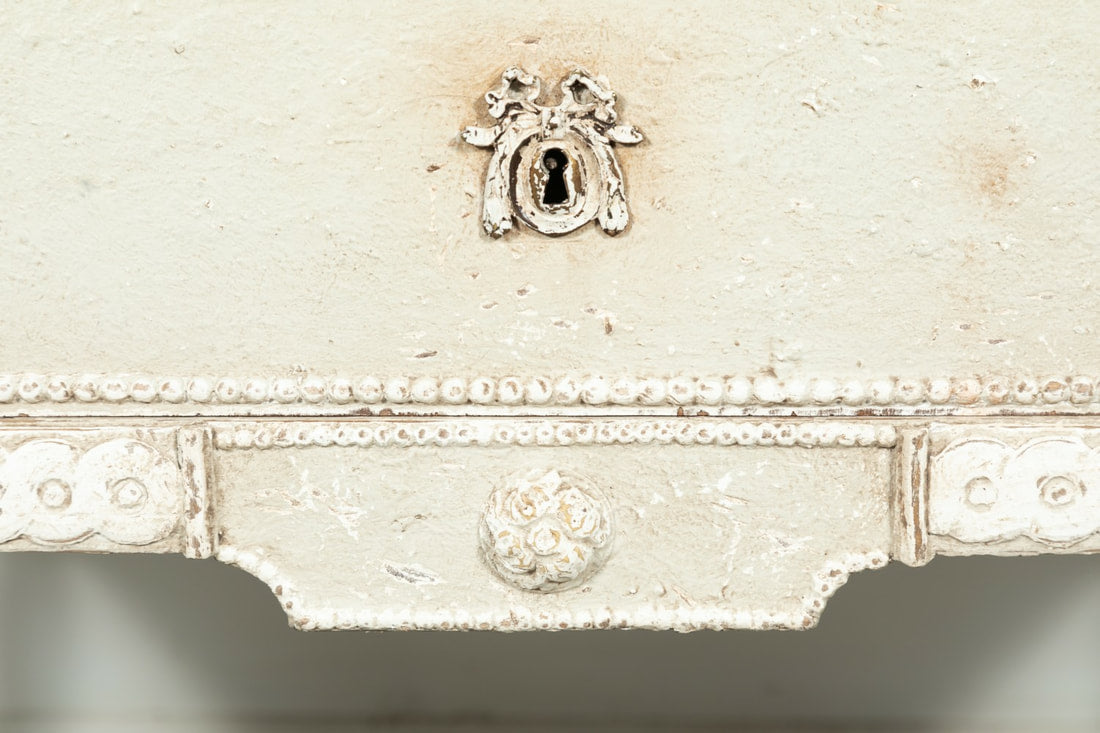 19th Century French Louis XVI Style Painted Petite Commode with Faux Marble Top 