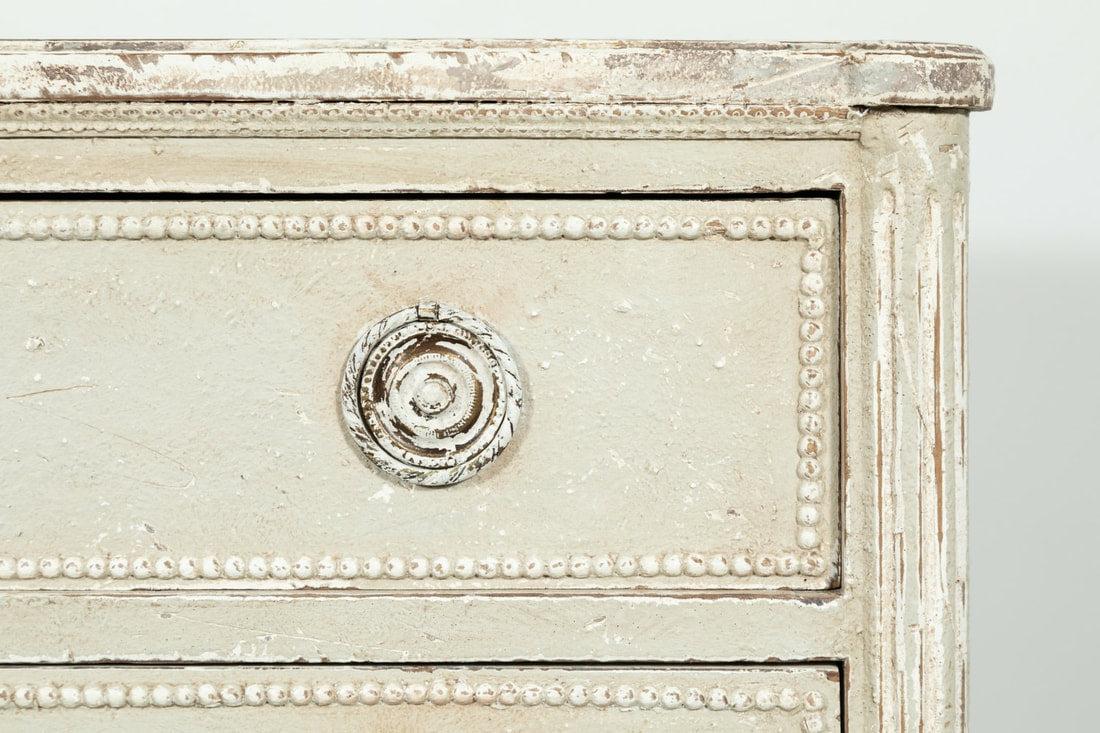 19th Century French Louis XVI Style Painted Petite Commode with Faux Marble Top 