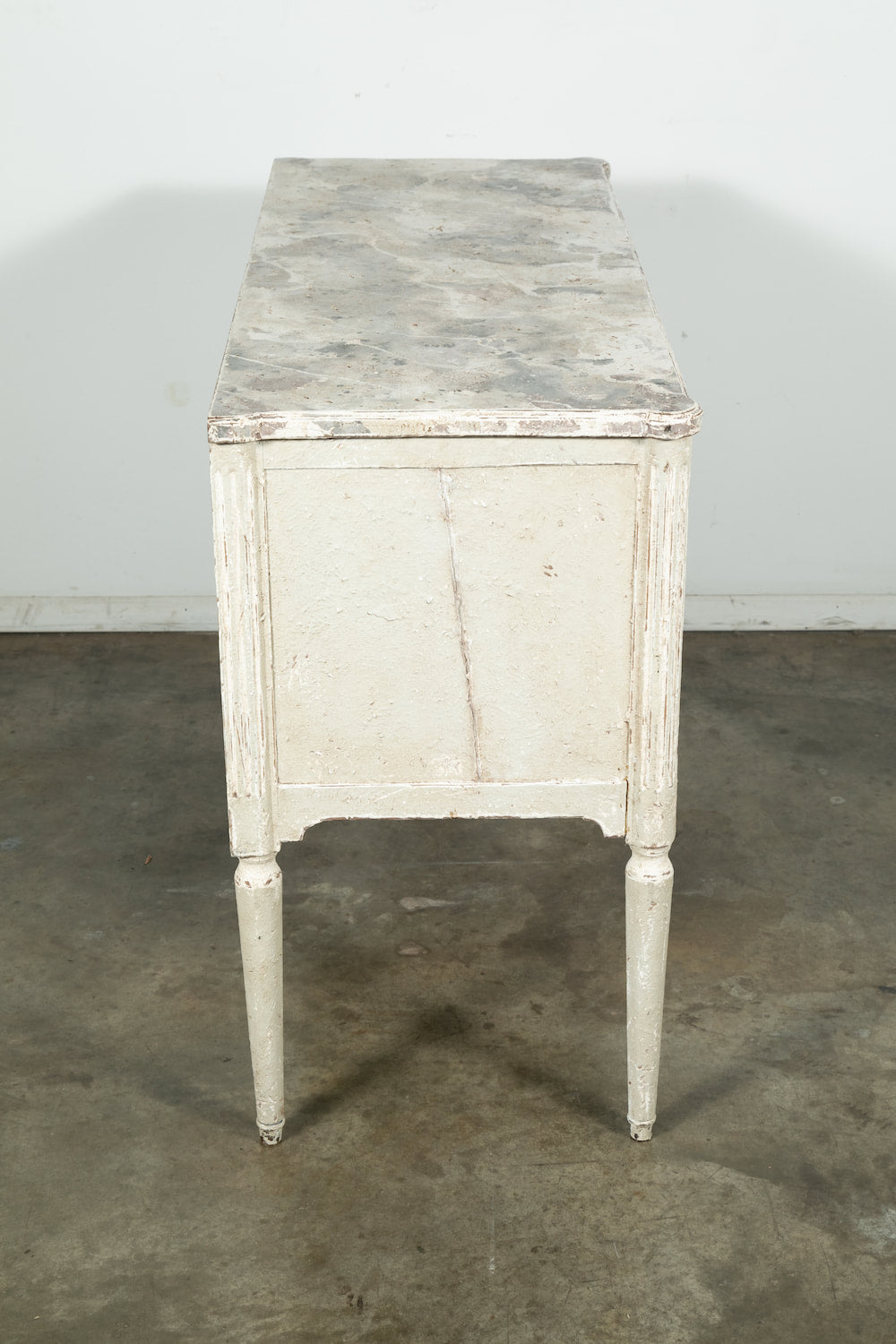 19th Century French Louis XVI Style Painted Petite Commode with Faux Marble Top 