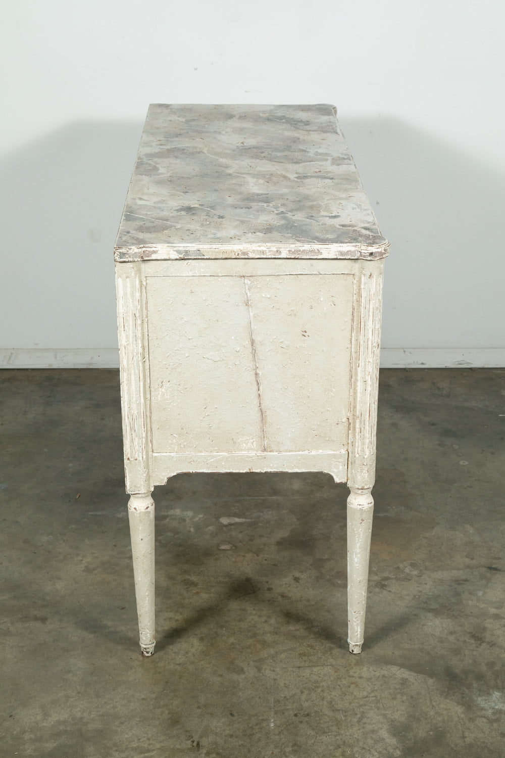 19th Century French Louis XVI Style Painted Petite Commode with Faux Marble Top 